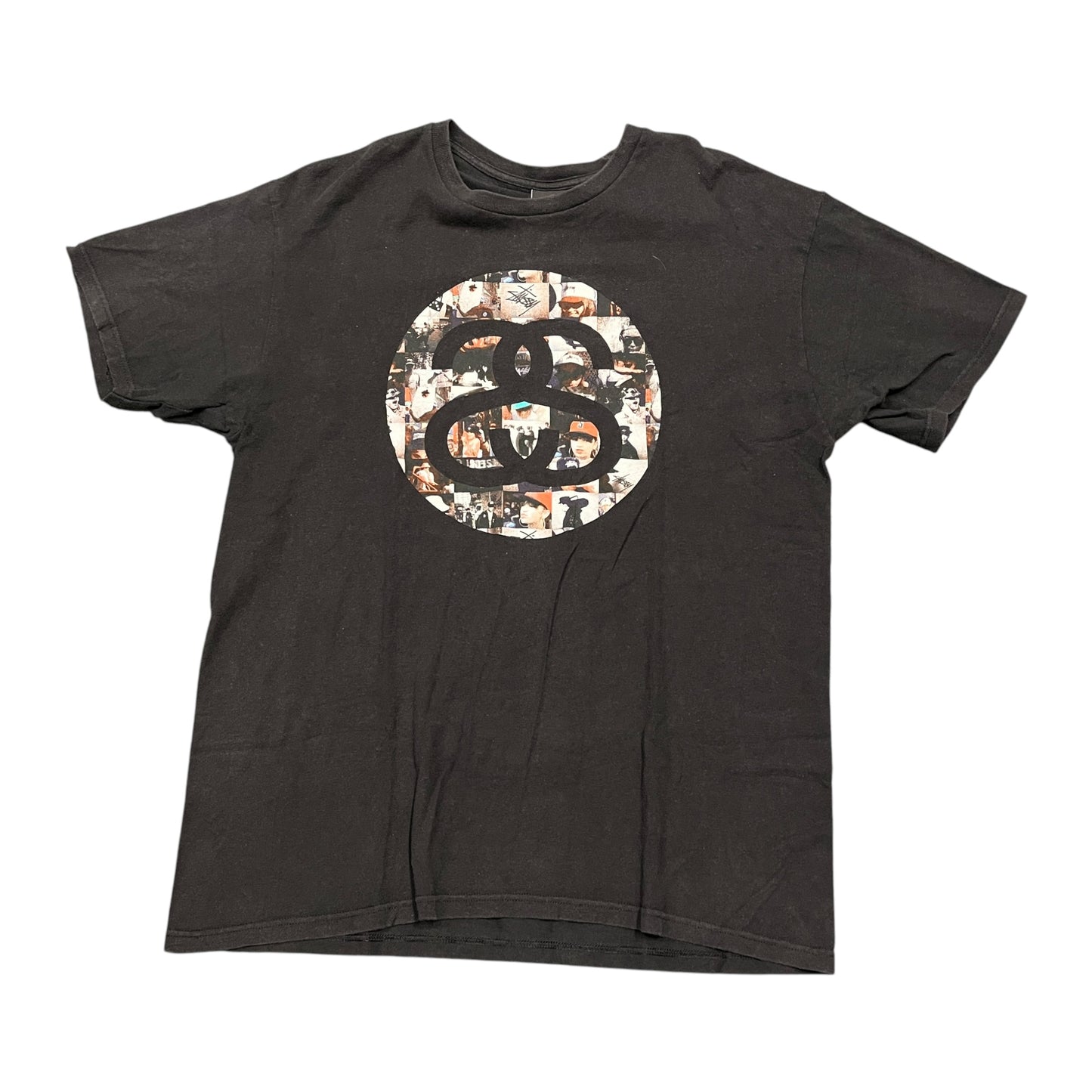 Stussy black SS collage graphic tee (L)