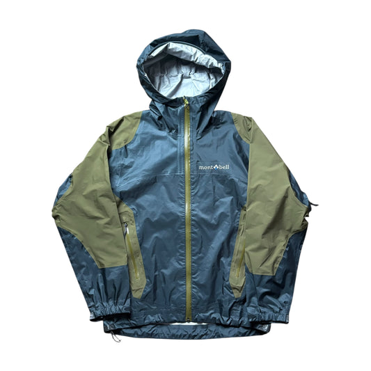 Montbell two tone olive green Gore-Tex shell jacket (S)