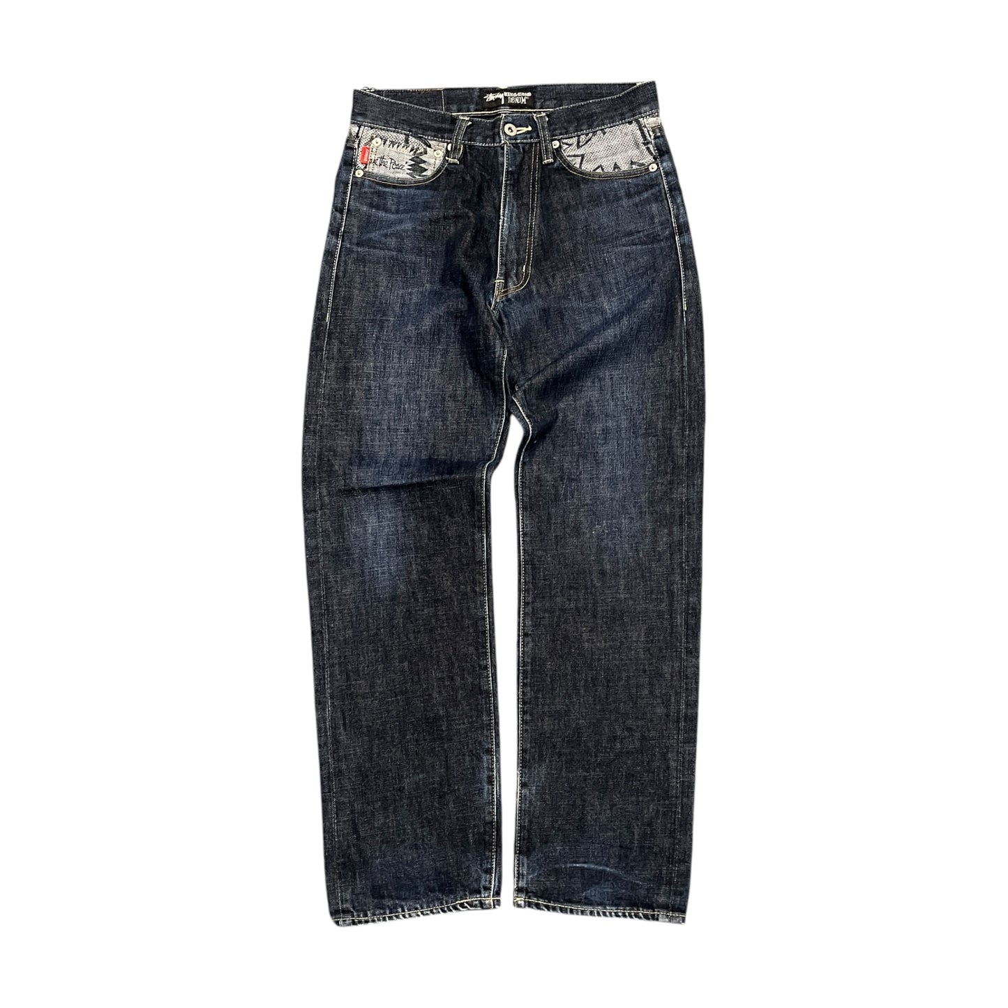 Stussy graphic dark denim jeans (W30)