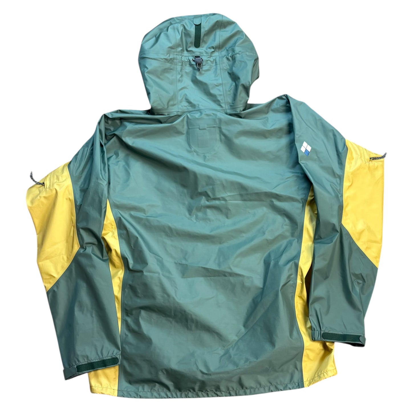 Montbell green and yellow waterproof shell jacket (L)