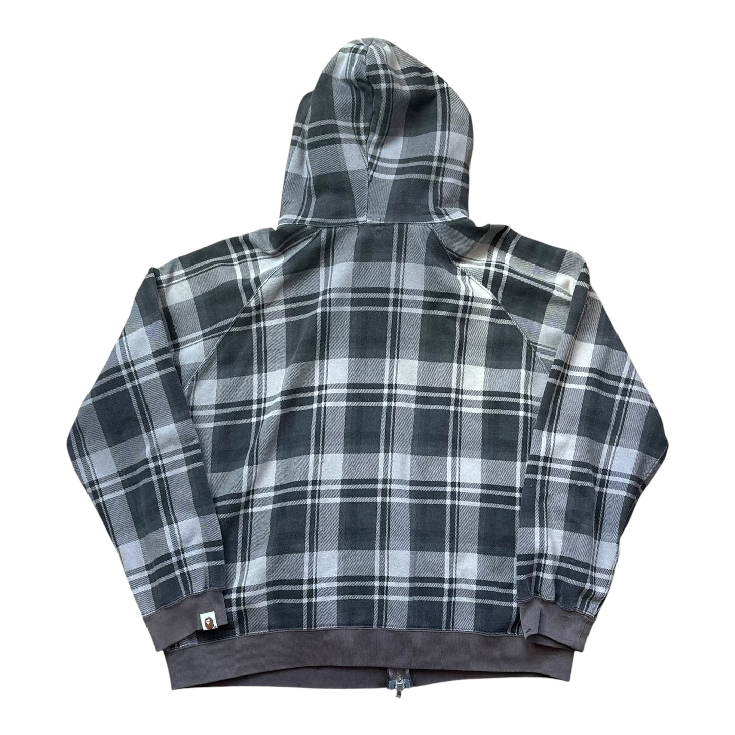 BAPE bathing ape tartan brown zip up hoodie (L)