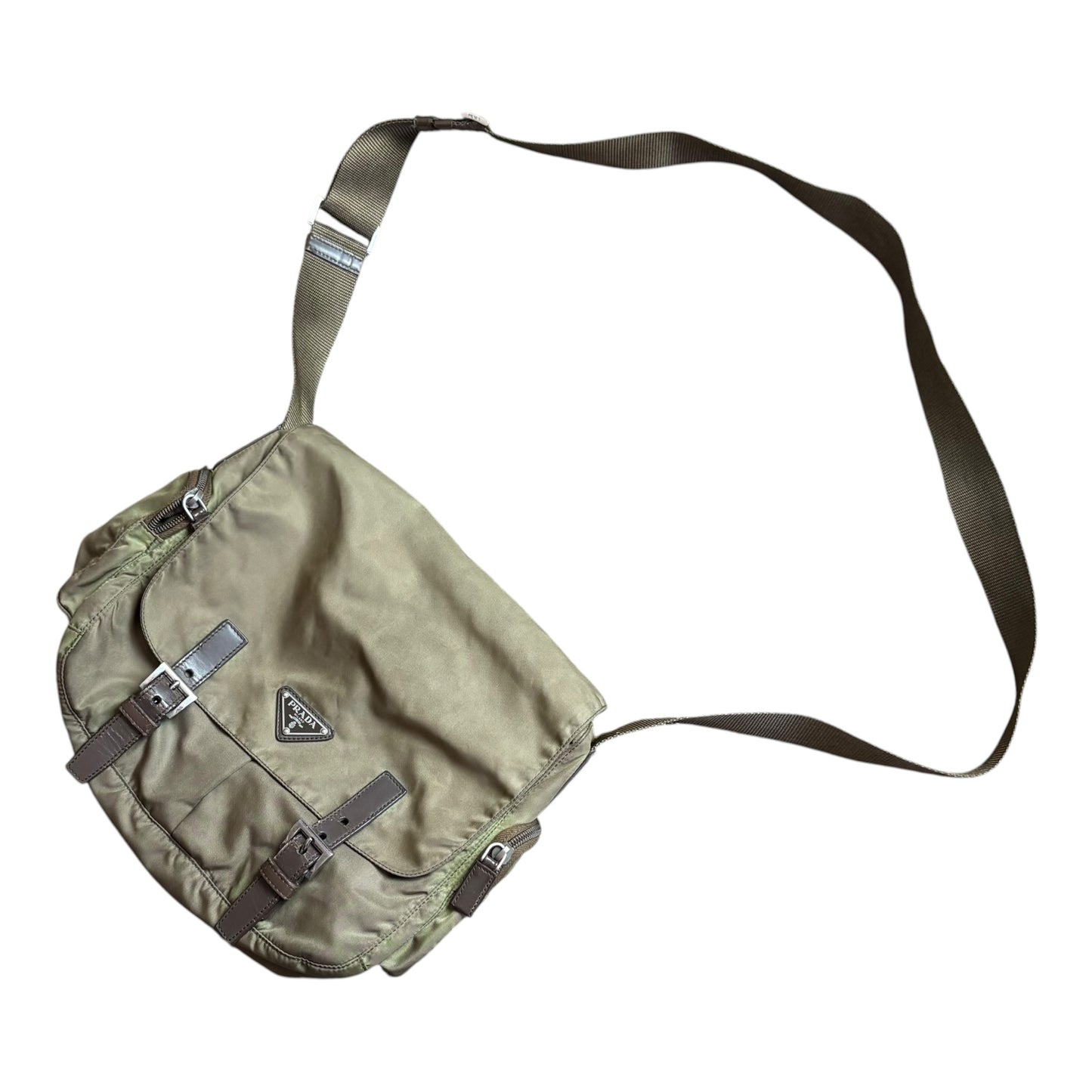 Prada olive green crossbody bag