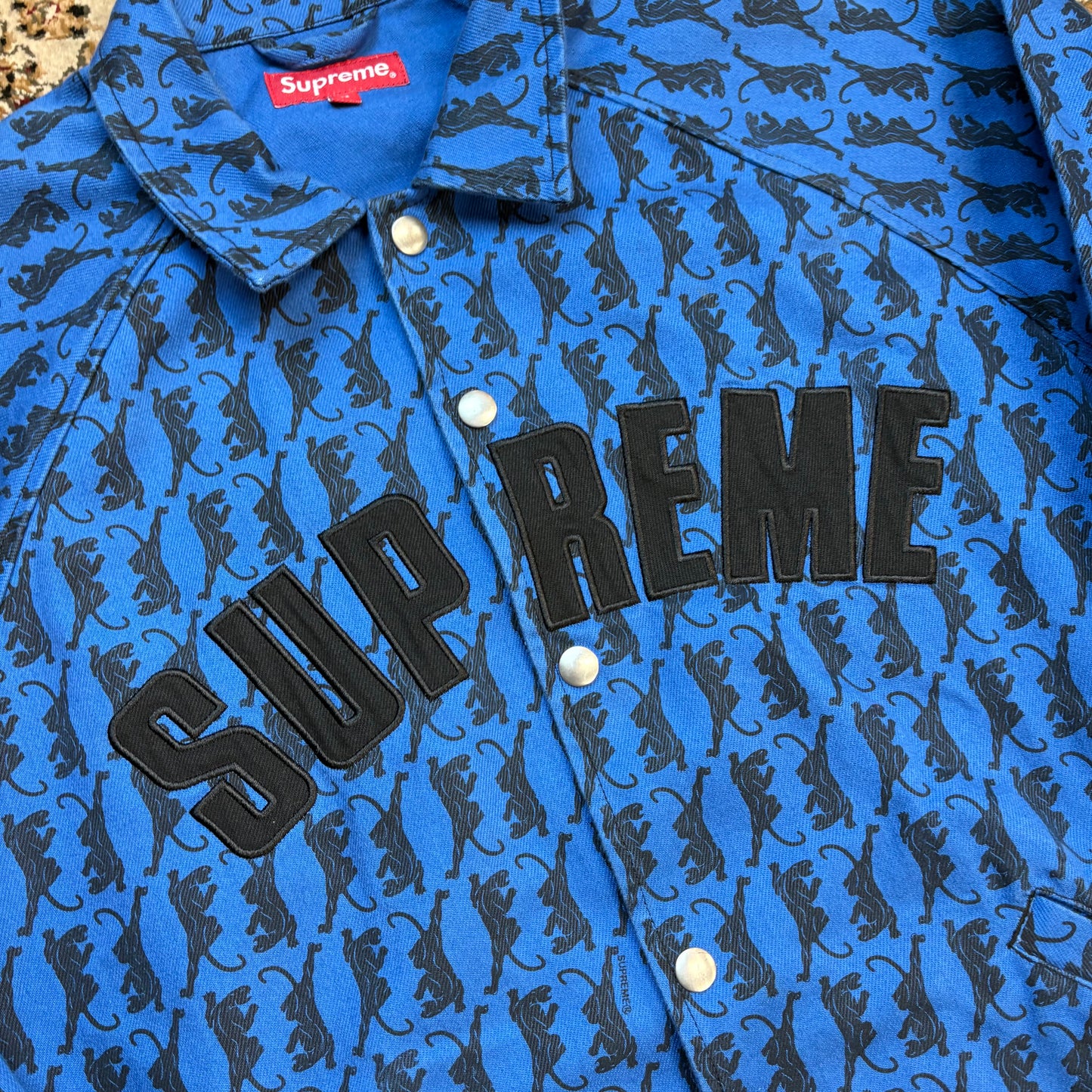 Supreme blue twill panther jacket (M)