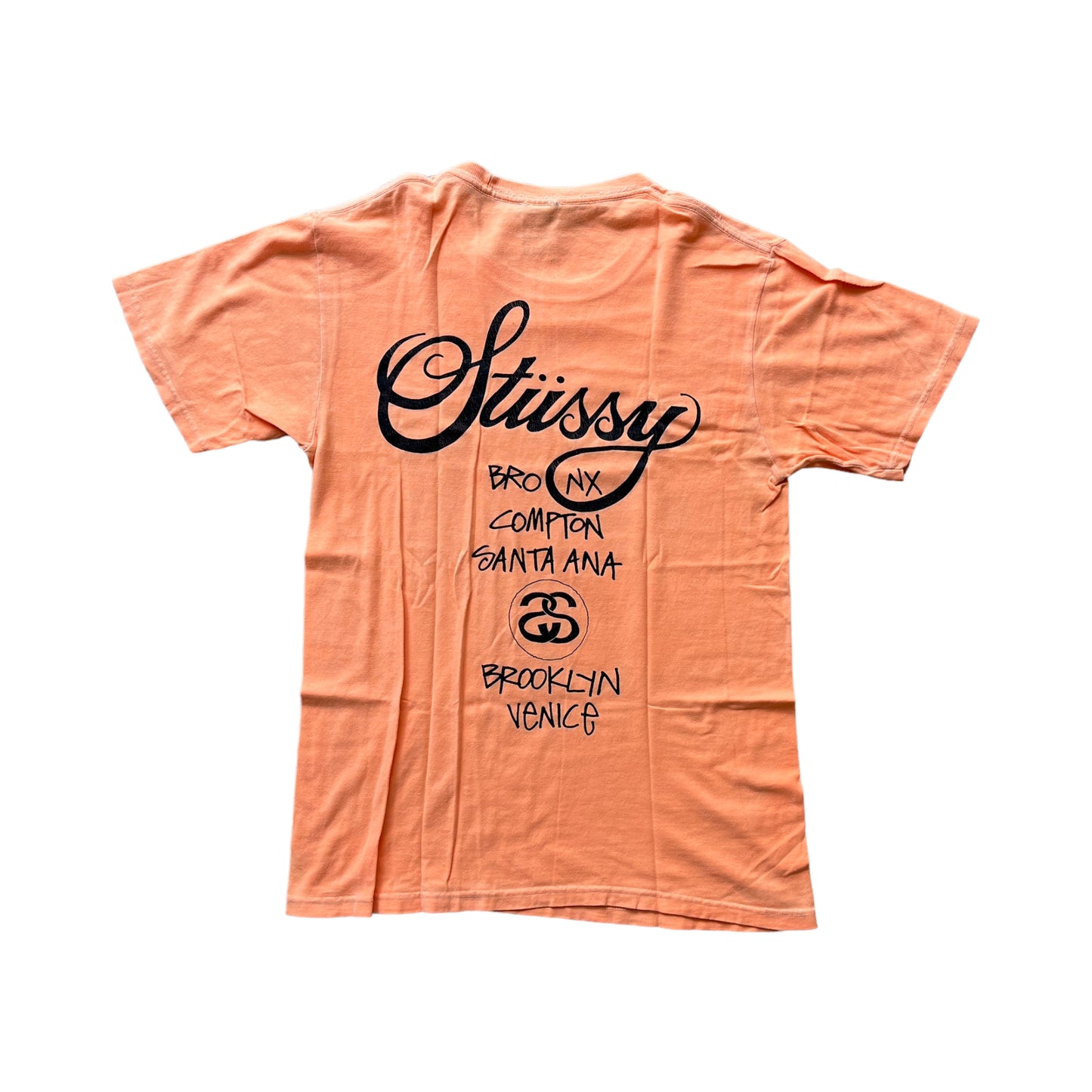 Stussy orange world tour spellout tee (L)