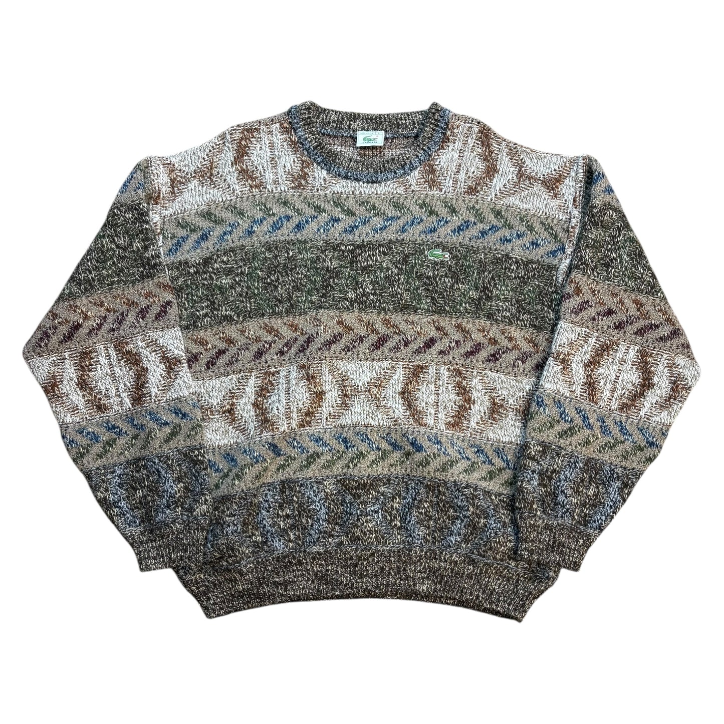Lacoste stripe patterned heavy knit (L)