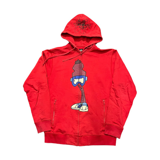 Stussy red graphic cartoon zipup hoodie (L)