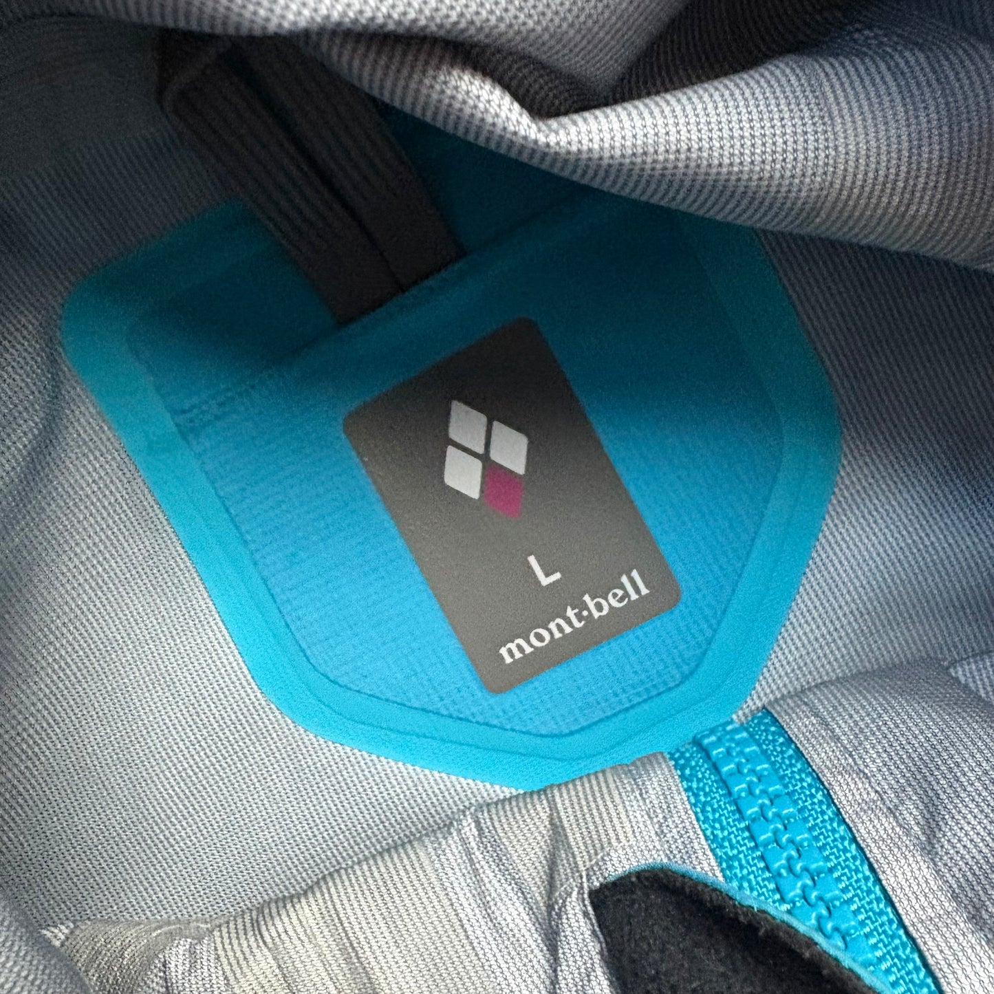 Montbell two tone blue waterproof shell jacket (L)