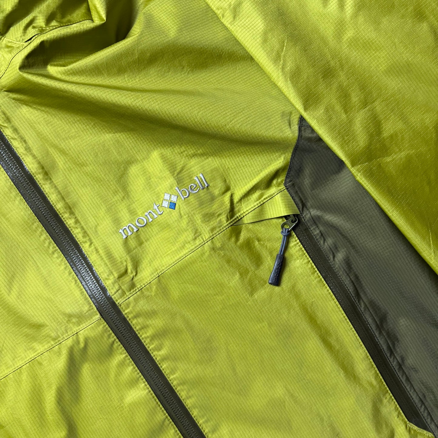 Montbell two tone green waterproof shell jacket (S)