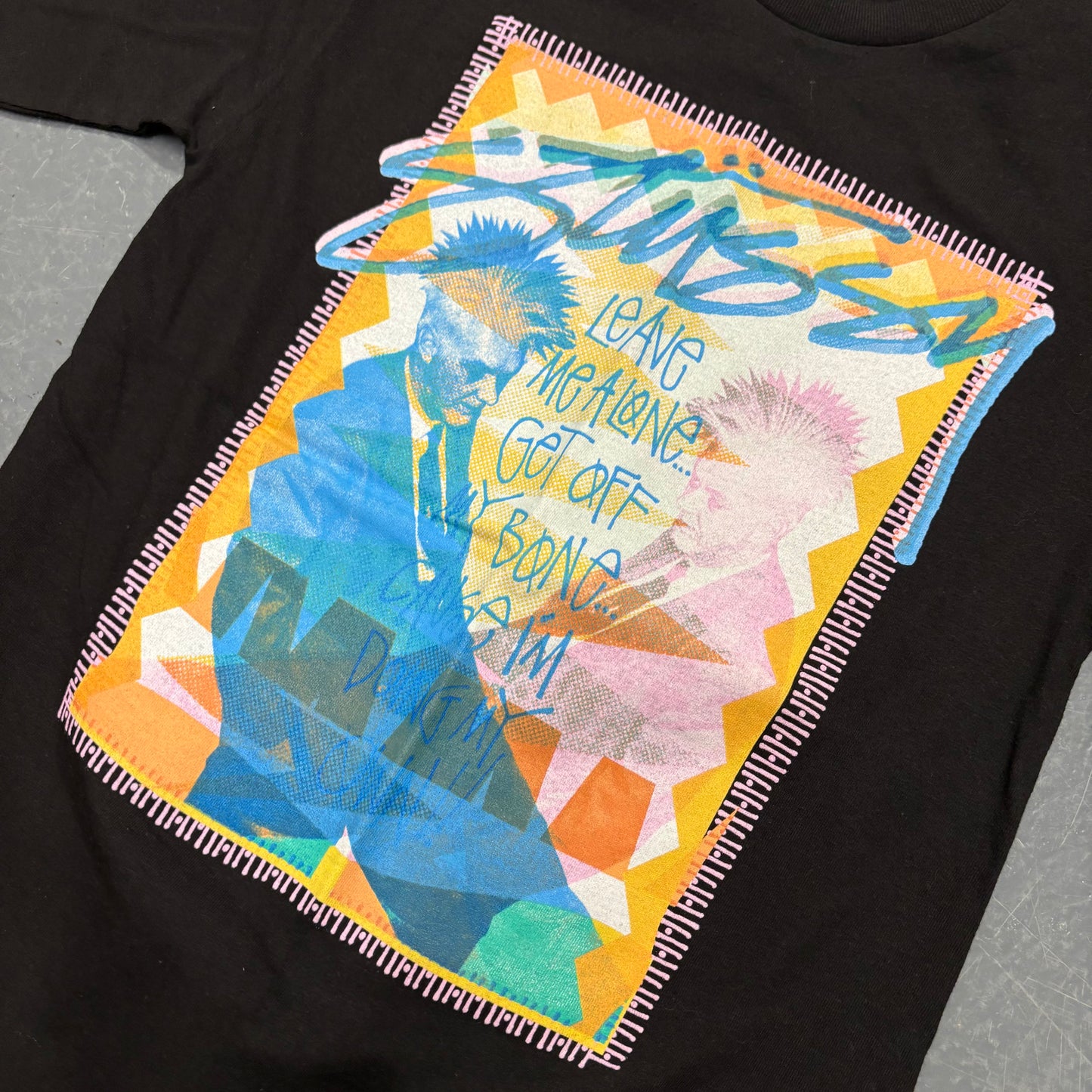 Stussy leave me alone black graphic t-shirt (S)