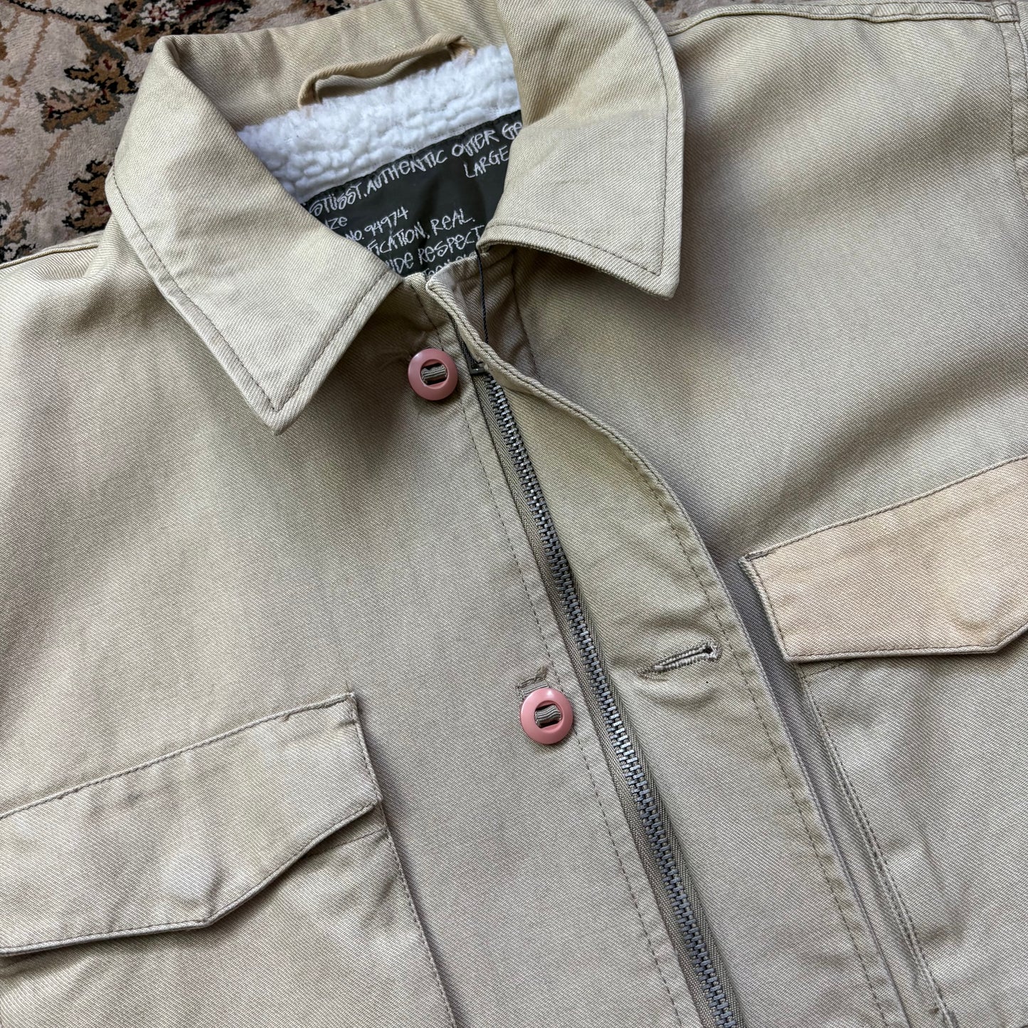 Stussy beige sherpa lined jacket (L)