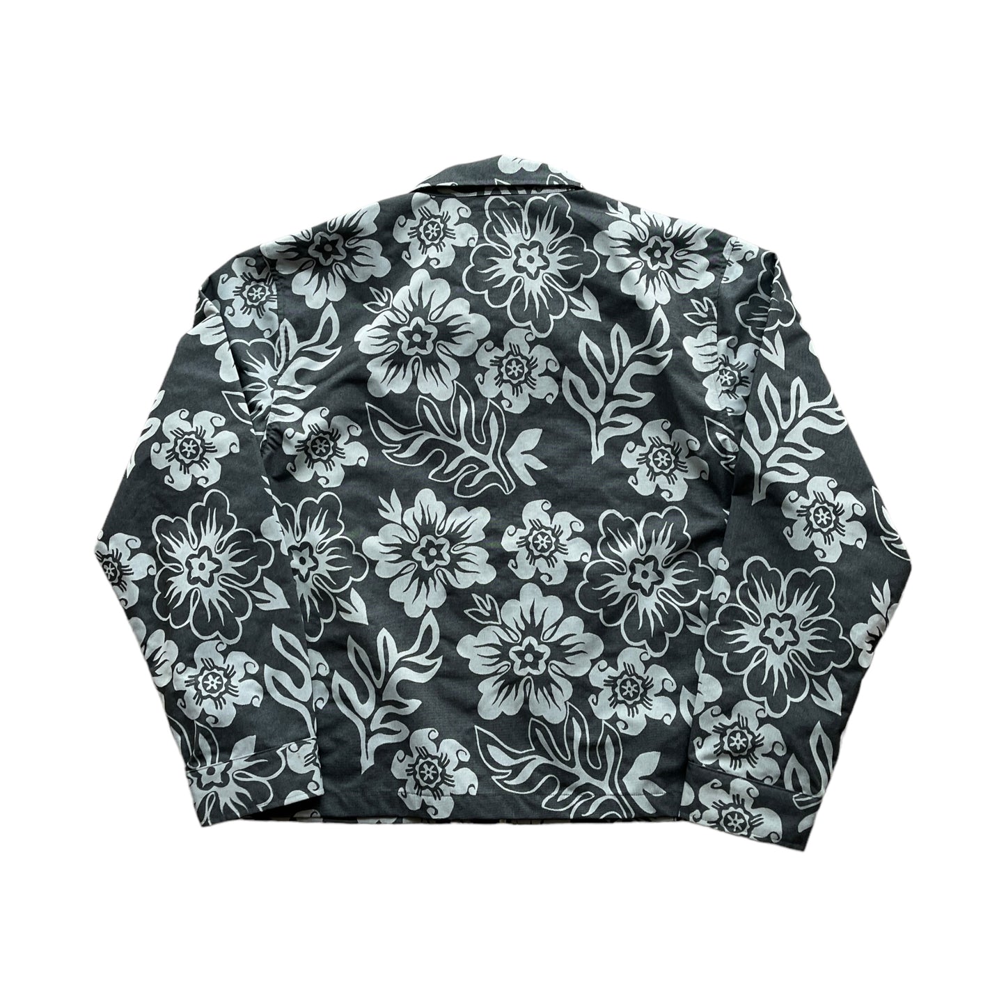 Stussy grey / white floral print jacket (L)