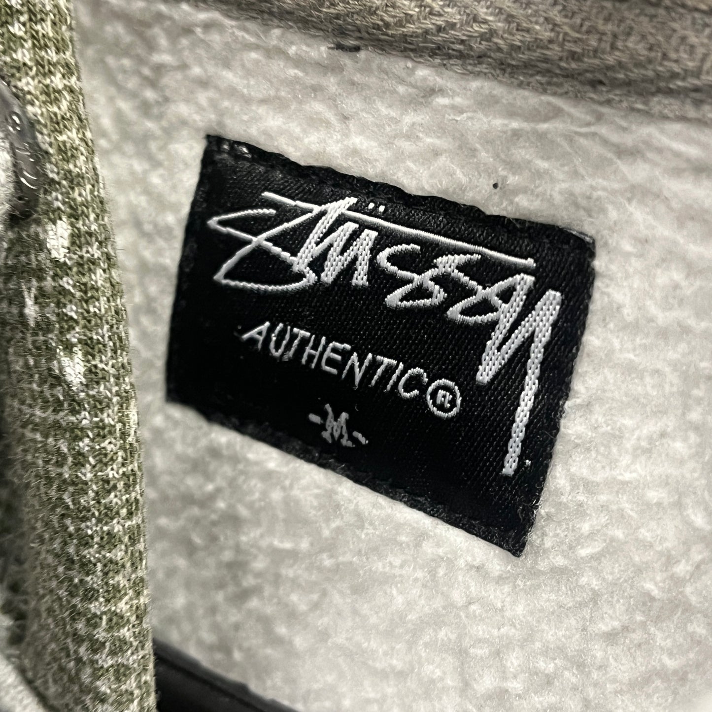 Stussy grey plaid zipup hoodie (M)