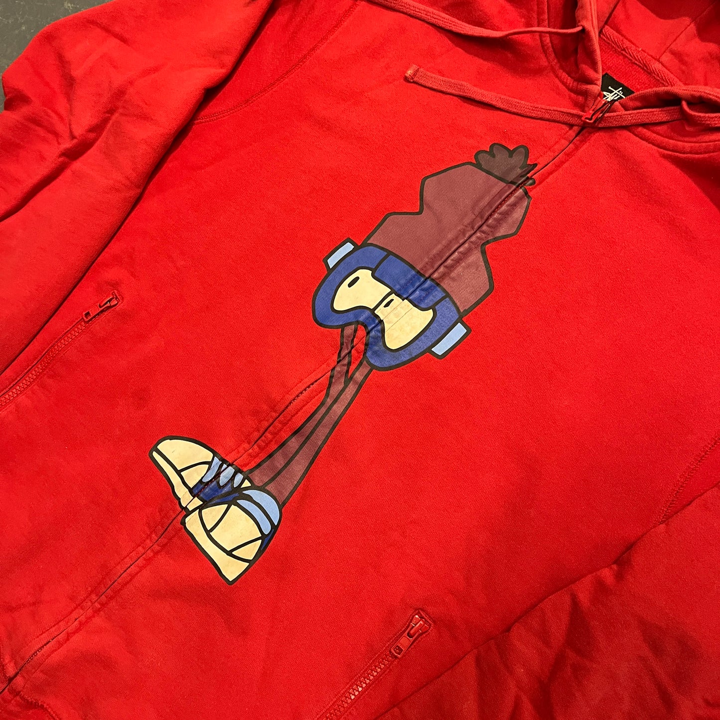 Stussy red graphic cartoon zipup hoodie (L)