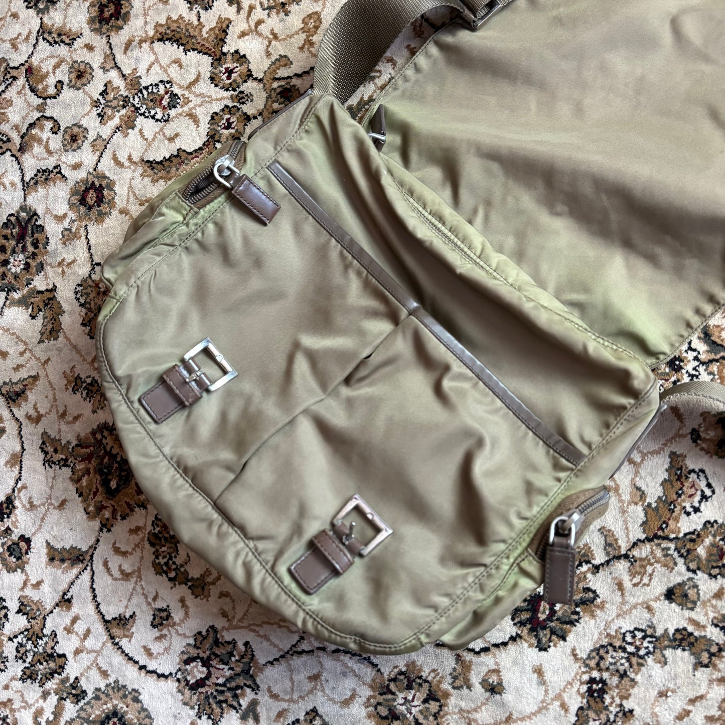 Prada olive green crossbody bag