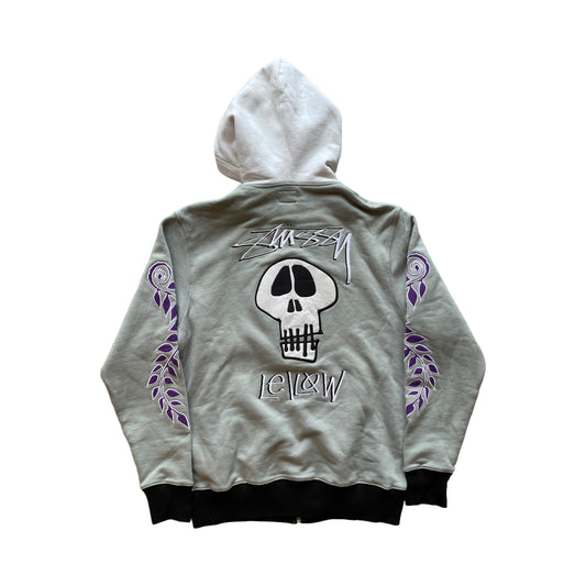 Stussy X leilow grey zipup hoodie (L)