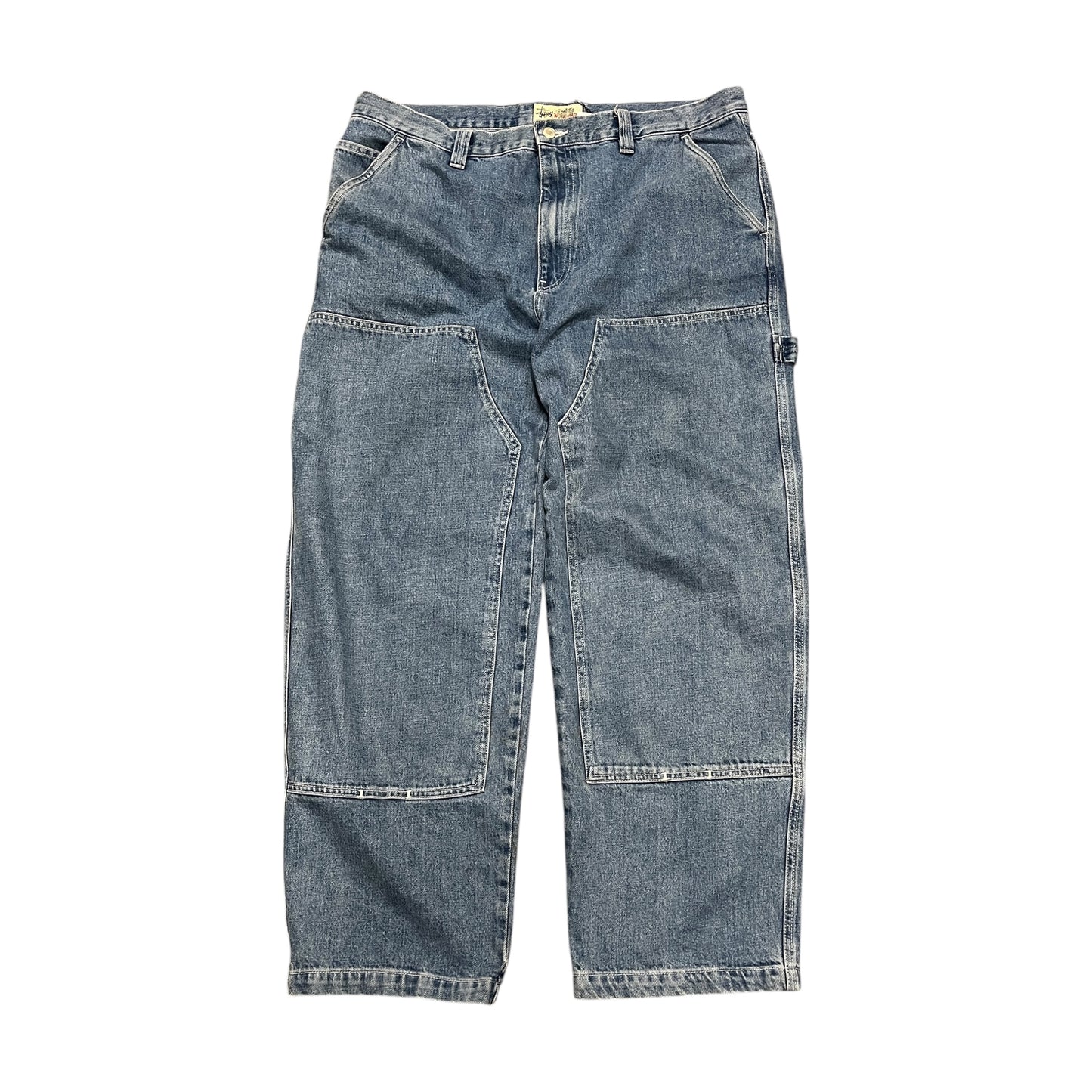 Stussy blue double knee baggy jeans (W36)