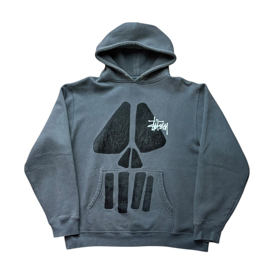 Stussy black / grey skull hoodie (L)