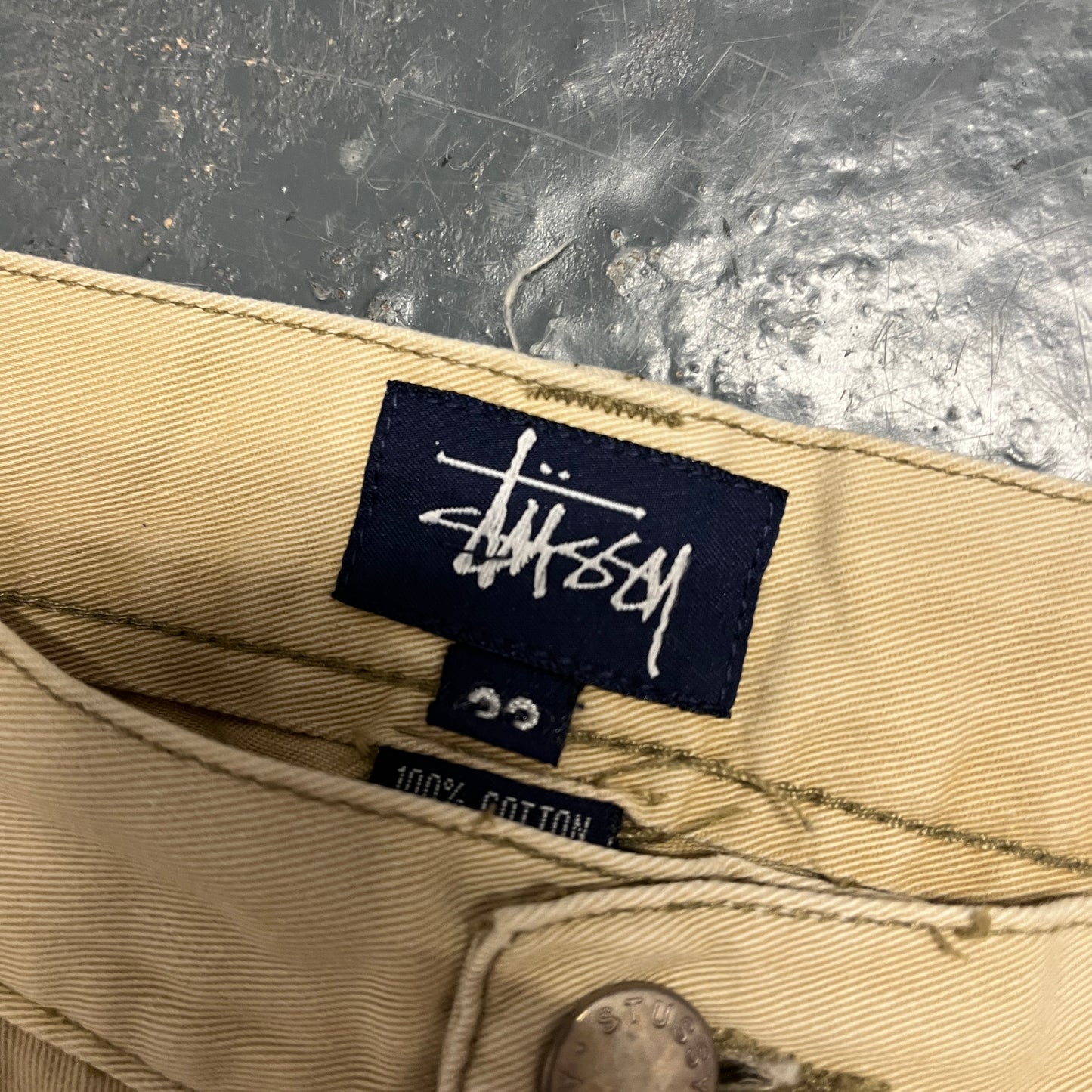 Stussy beige cargo trousers (W34”)