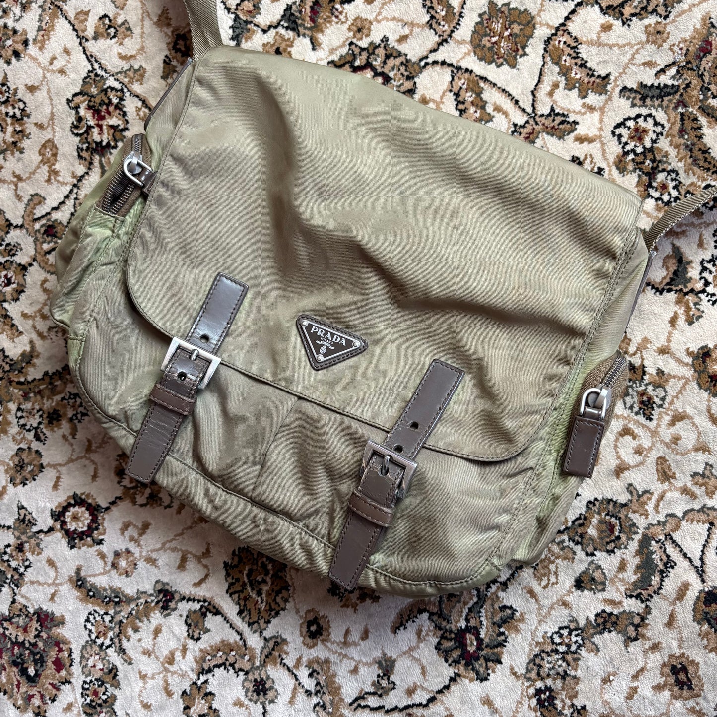 Prada olive green crossbody bag