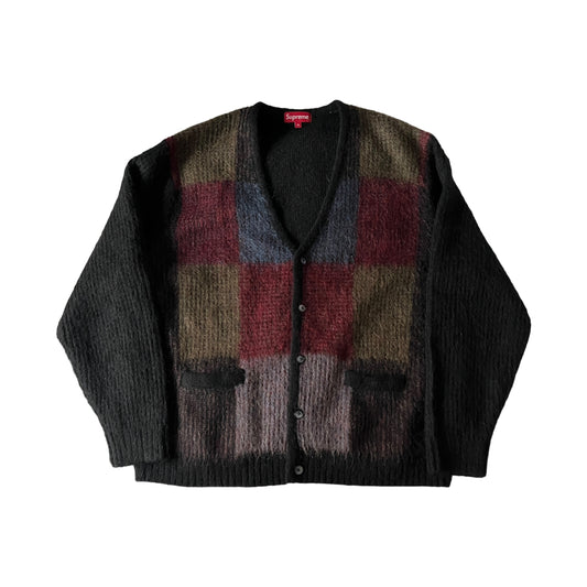 Supreme black brushed grid cardigan (L)