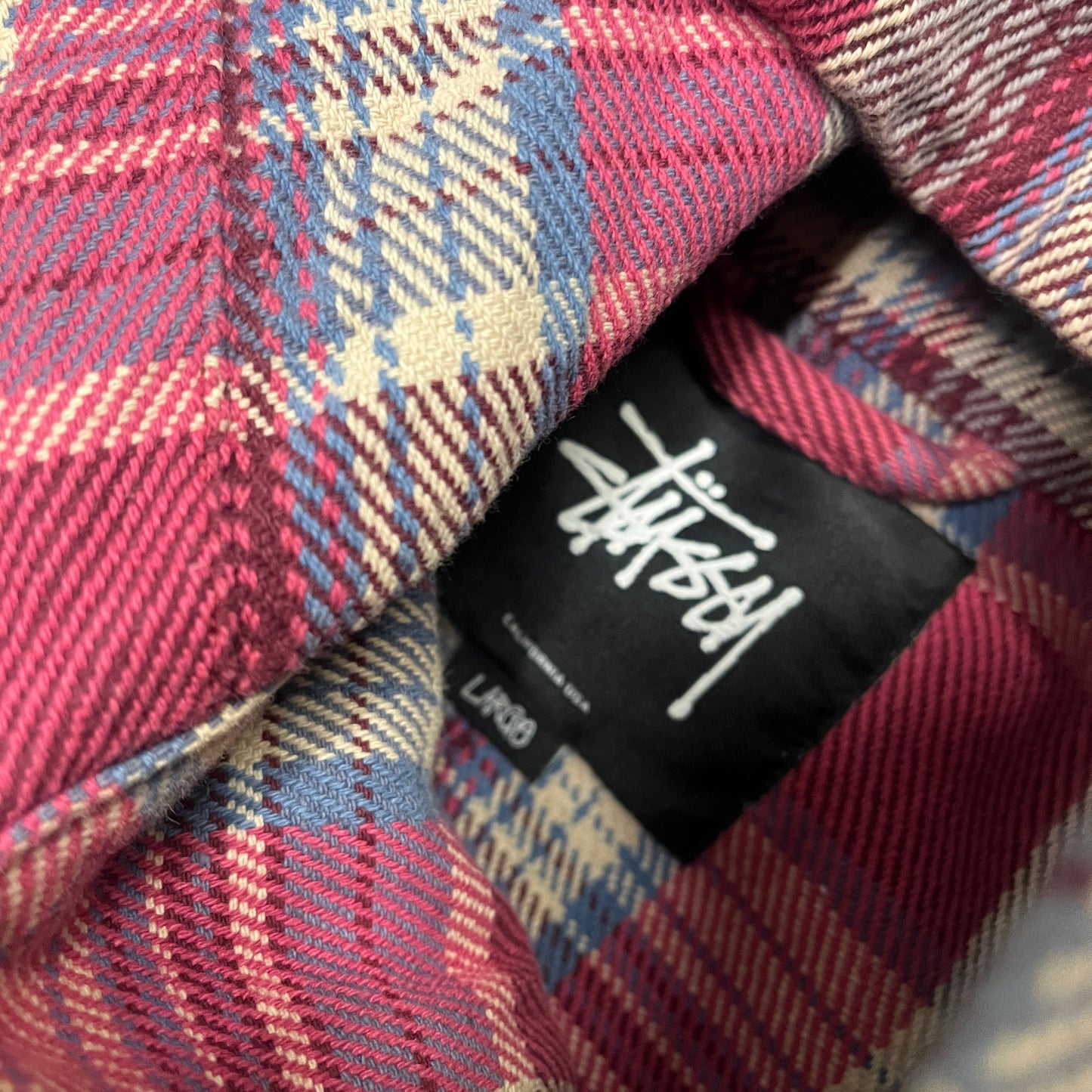 Stussy plaid red zipup jacket (L)