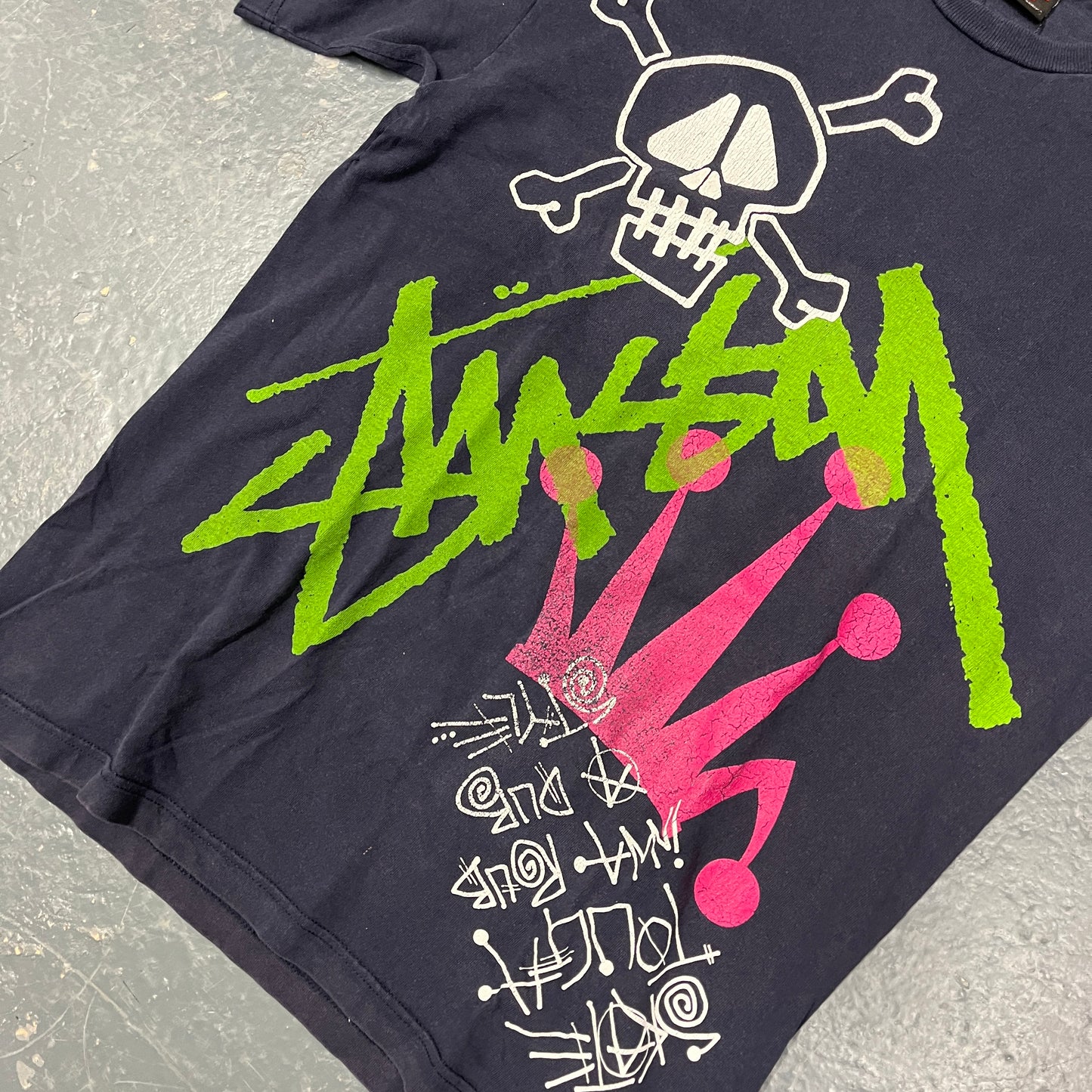 Stussy navy allover logos tee (M)