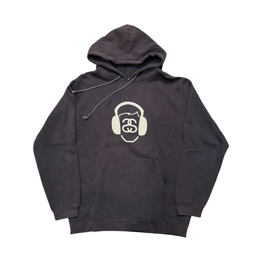 Stussy navy monogram headphones hoodie (M)