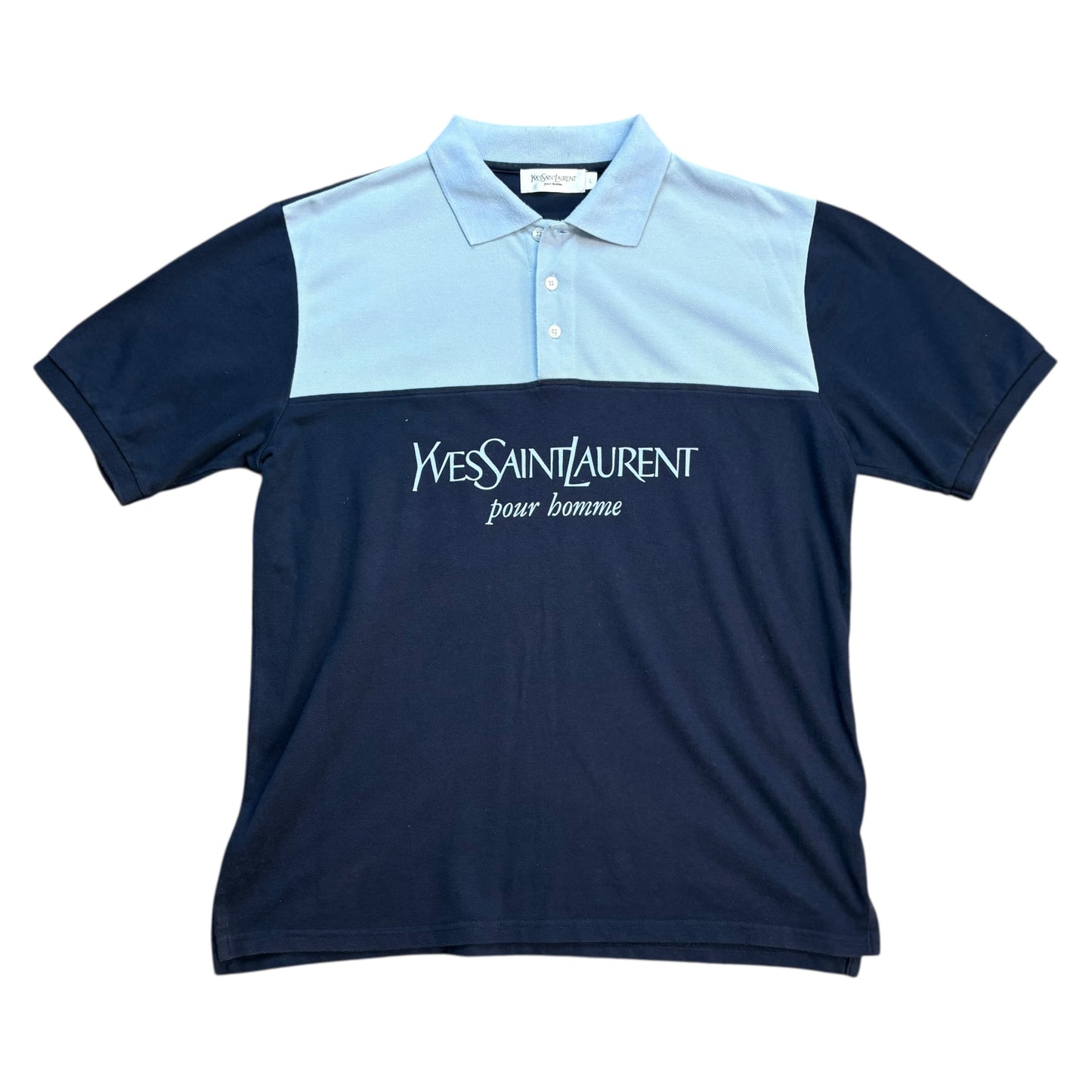YSL two tone blue polo shirt (L)