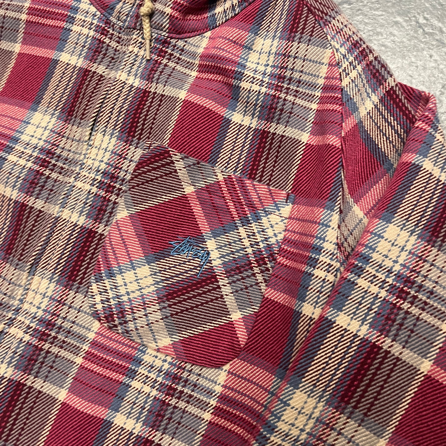 Stussy plaid red zipup jacket (L)