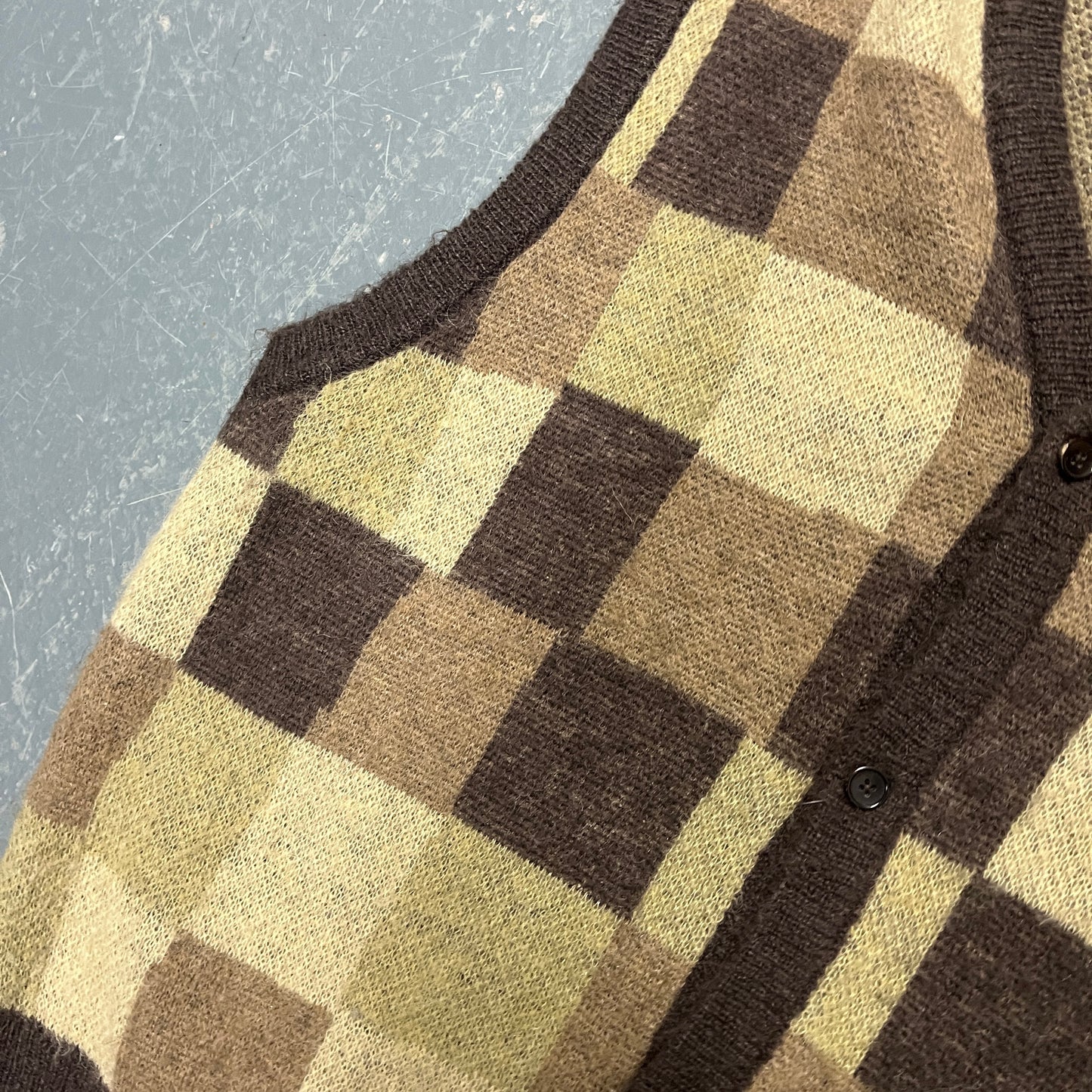 Stussy brown wobbly check knit vest