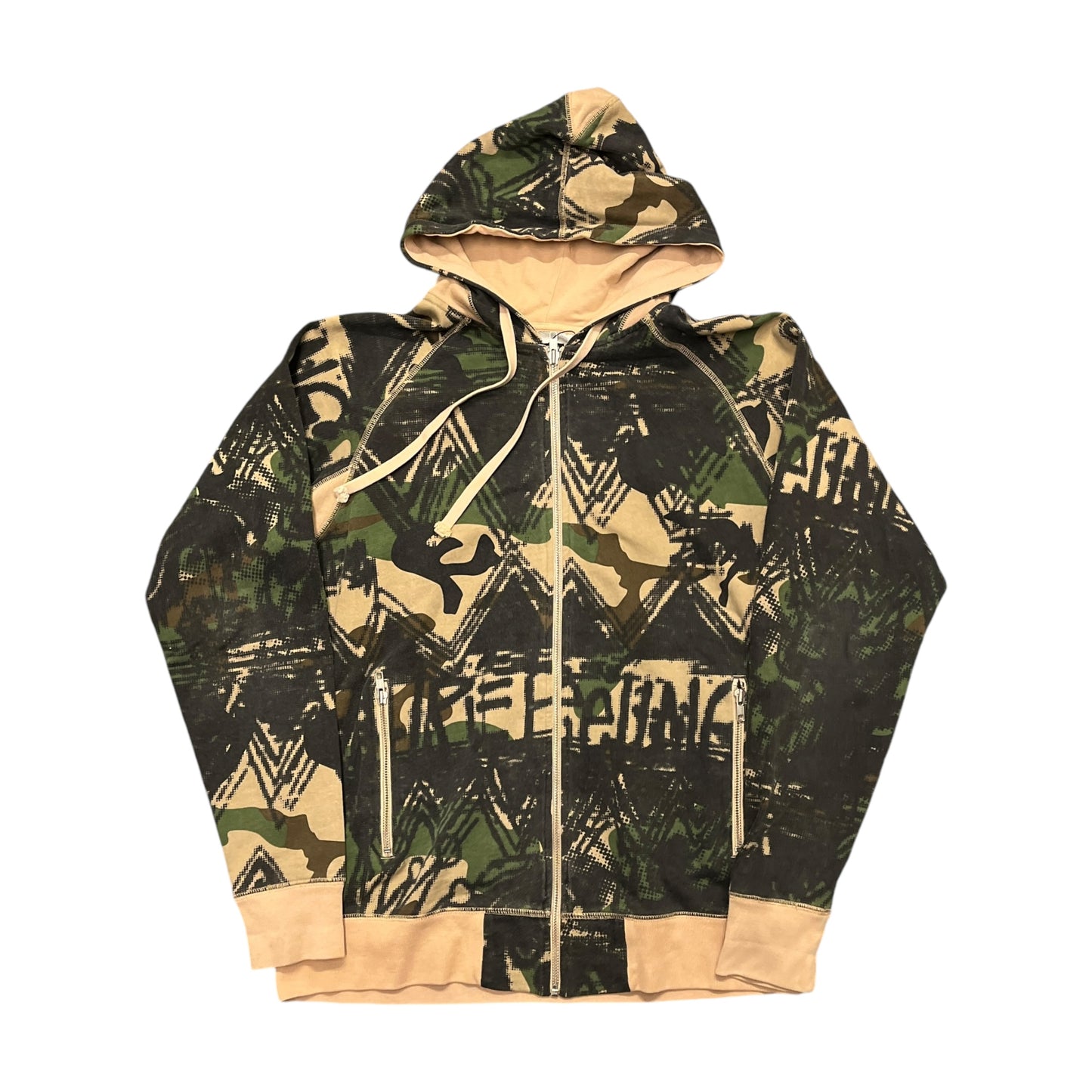 Stussy green tree camo zipup hoodie (M)