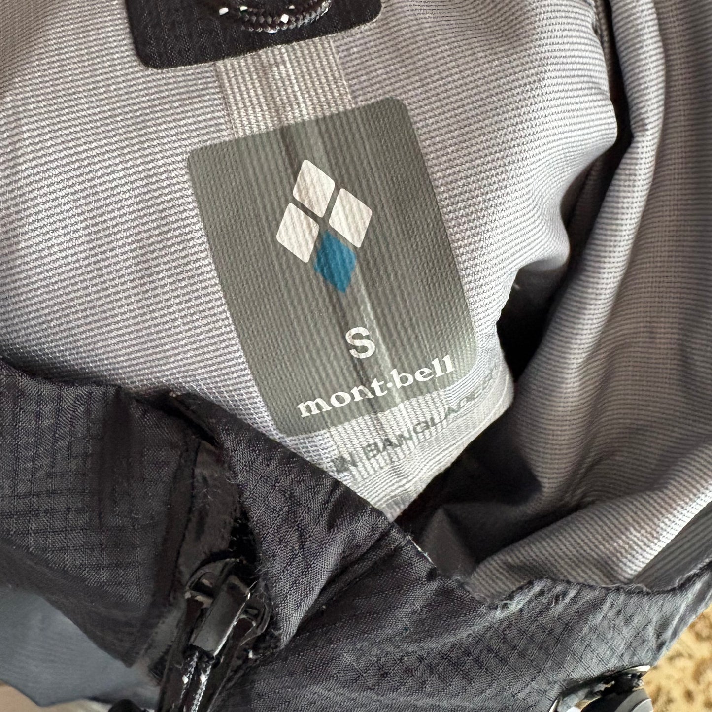 Montbell black waterproof shell jacket (S)
