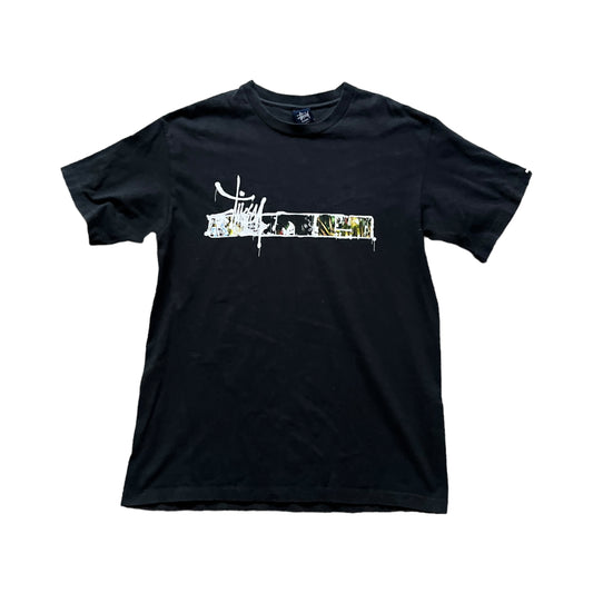 Stussy black spellout tee (L)