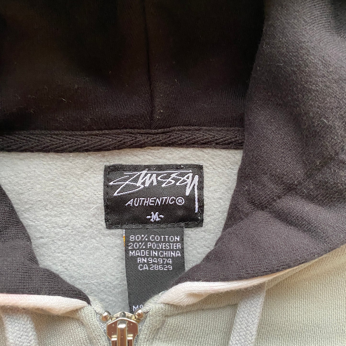 Stussy X leilow grey zipup hoodie (L)