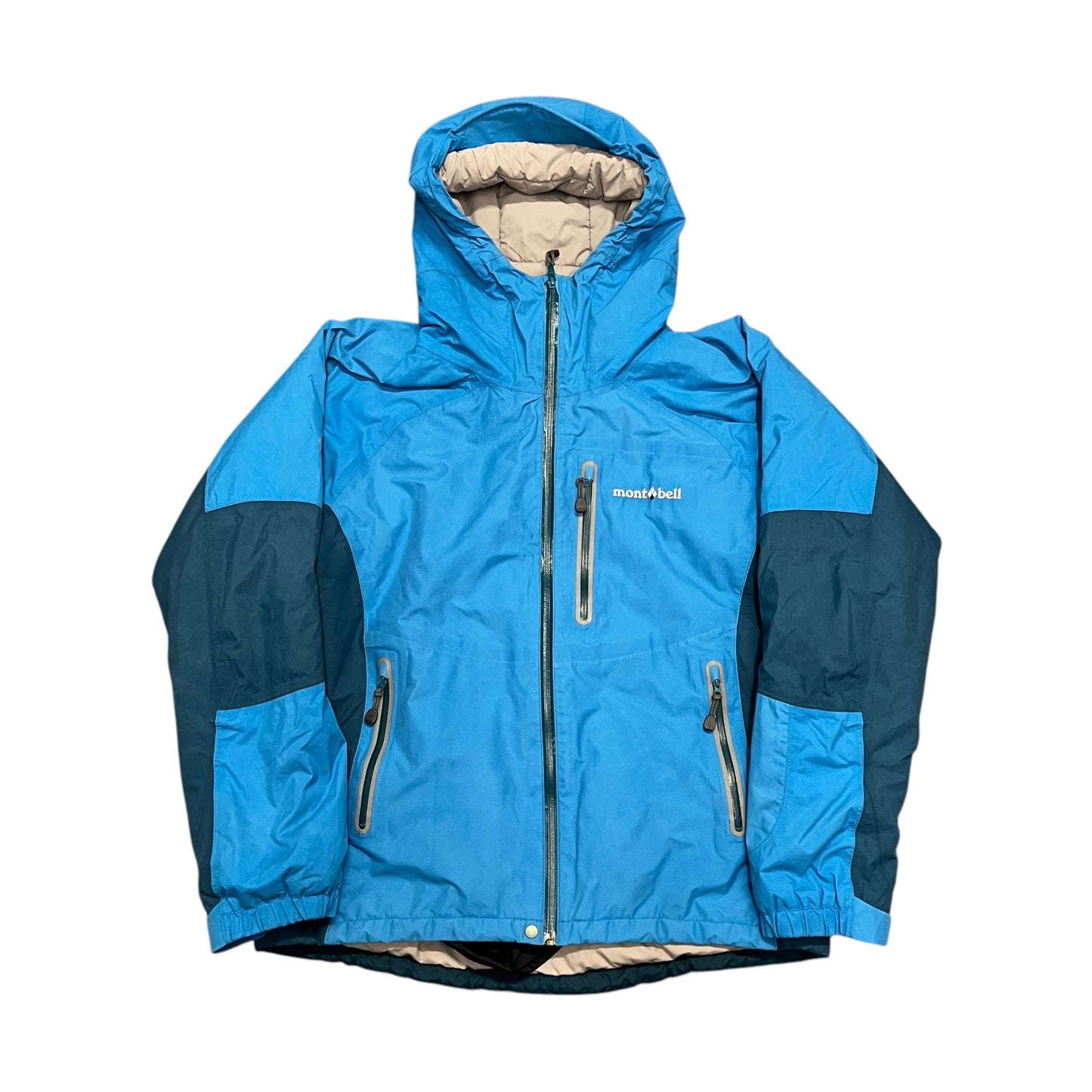 Montbell two tone blue insulated shell jacket (L)