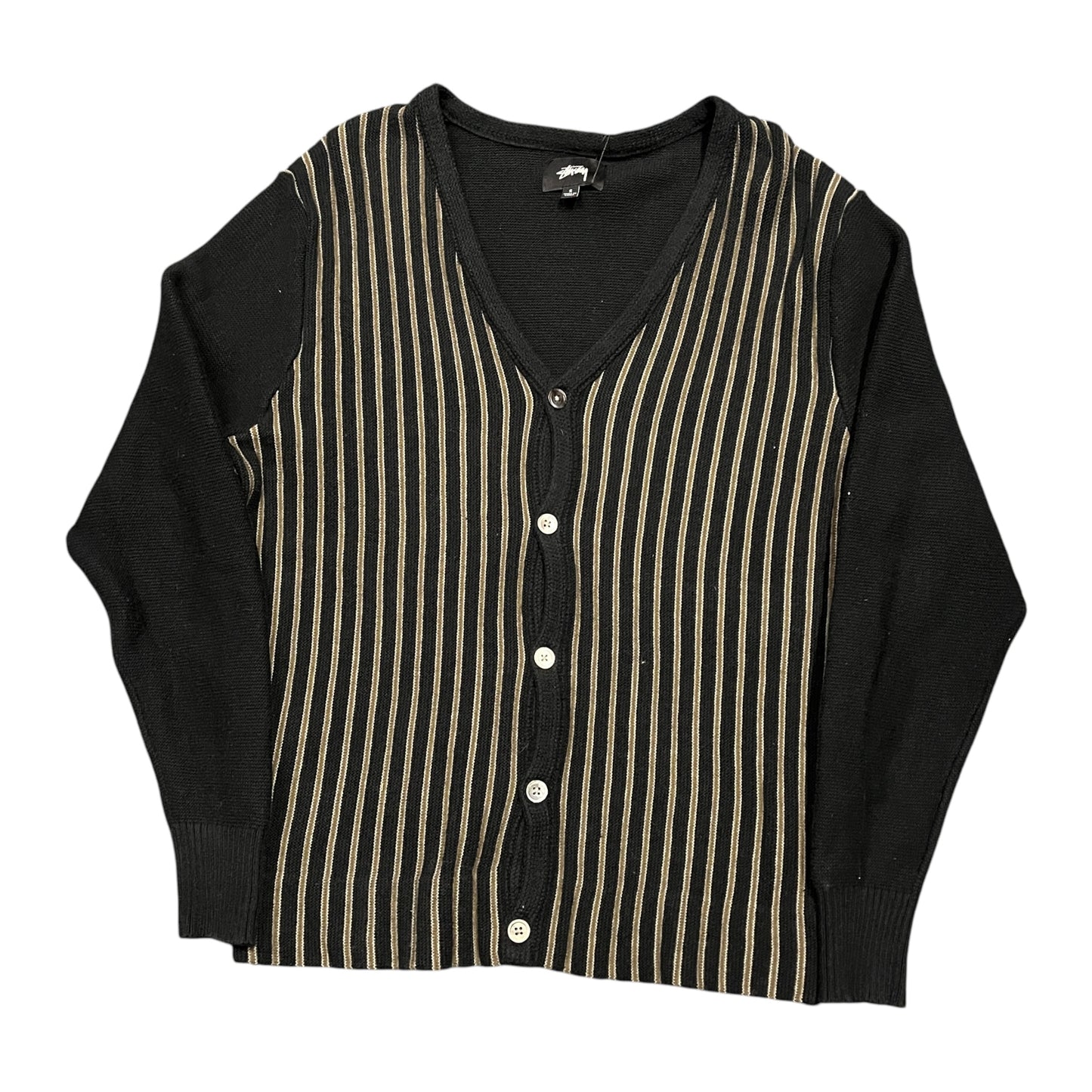 Stussy black pin stripe cardigan (S)