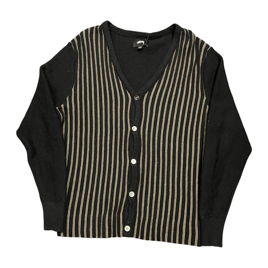 Stussy black pin stripe cardigan (S)