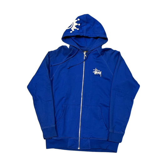 Stussy blue crown zipup hoodie (L)