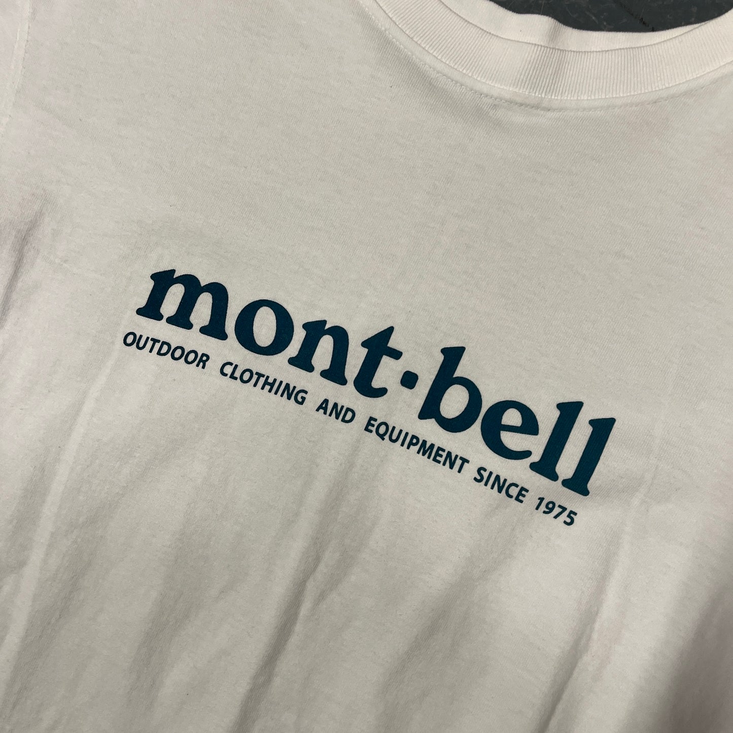 Montbell white spellout tee (S)