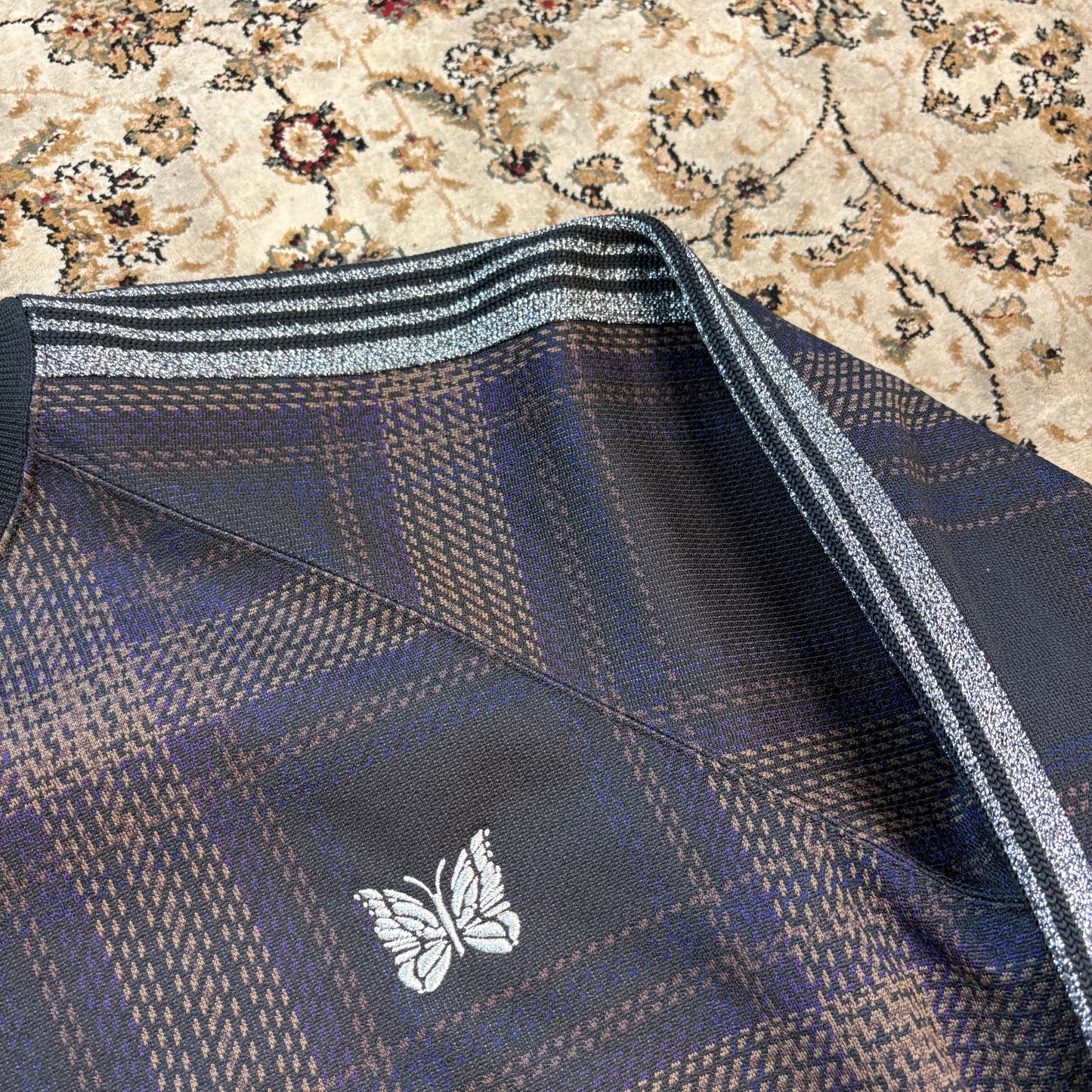 Needles tartan print glitter sweatshirt (L)