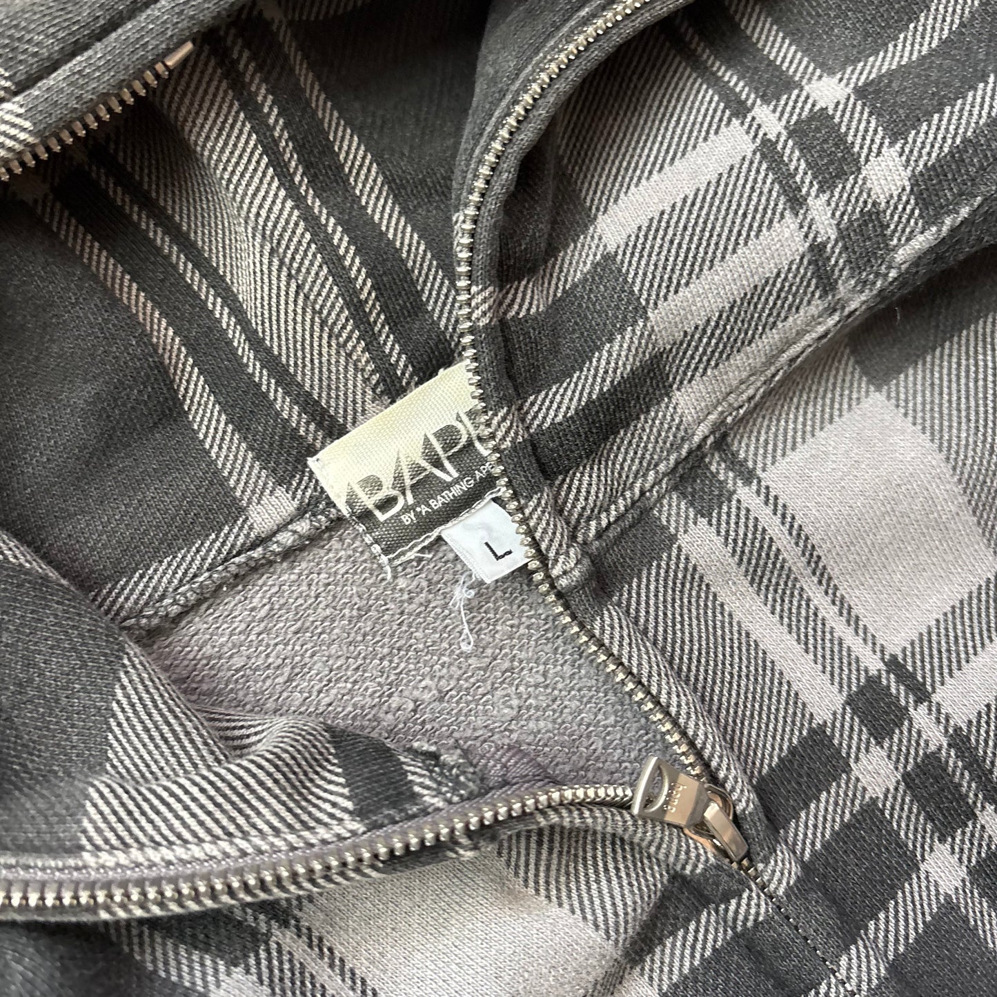 BAPE bathing ape tartan brown zip up hoodie (L)