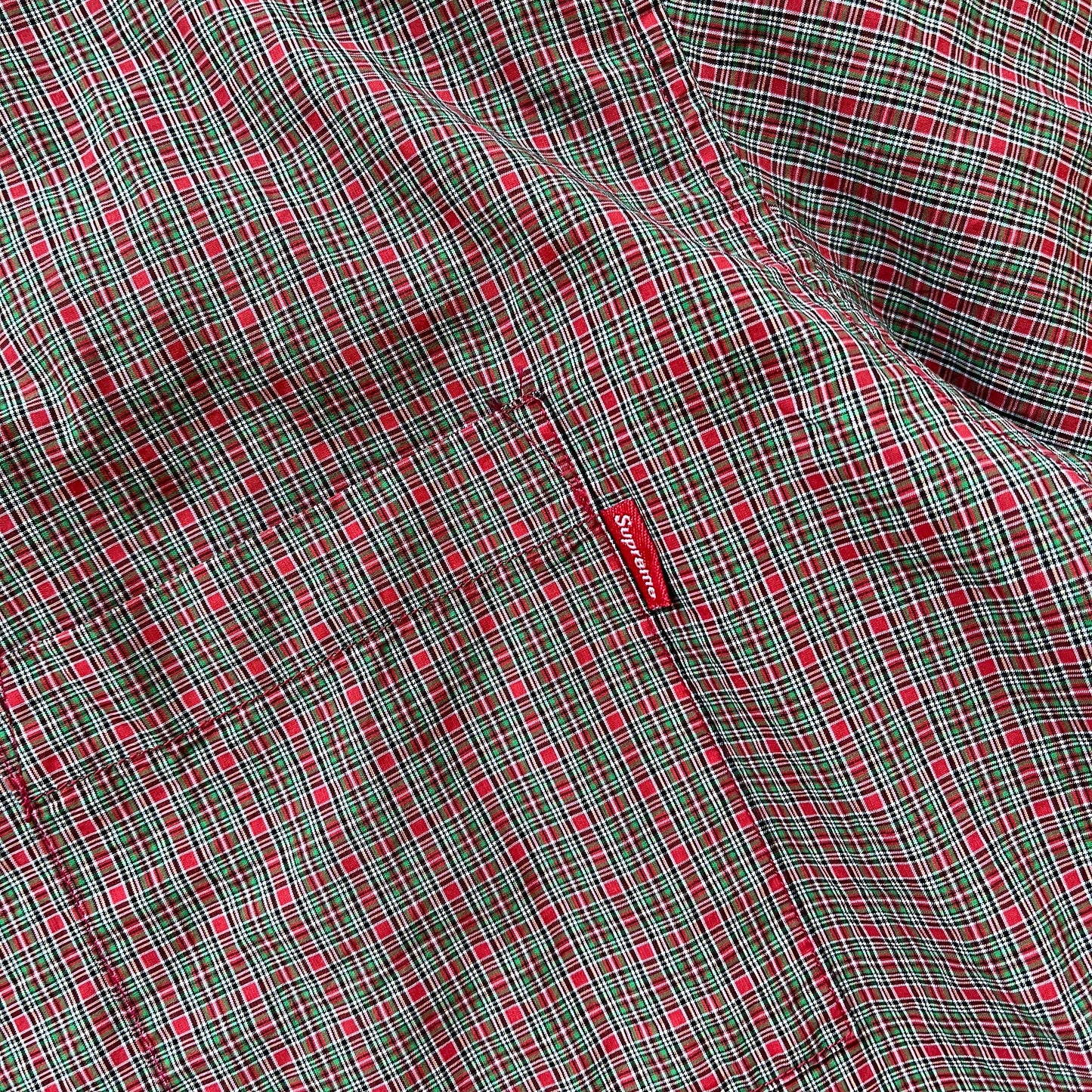 Supreme red check button up shirt (M)