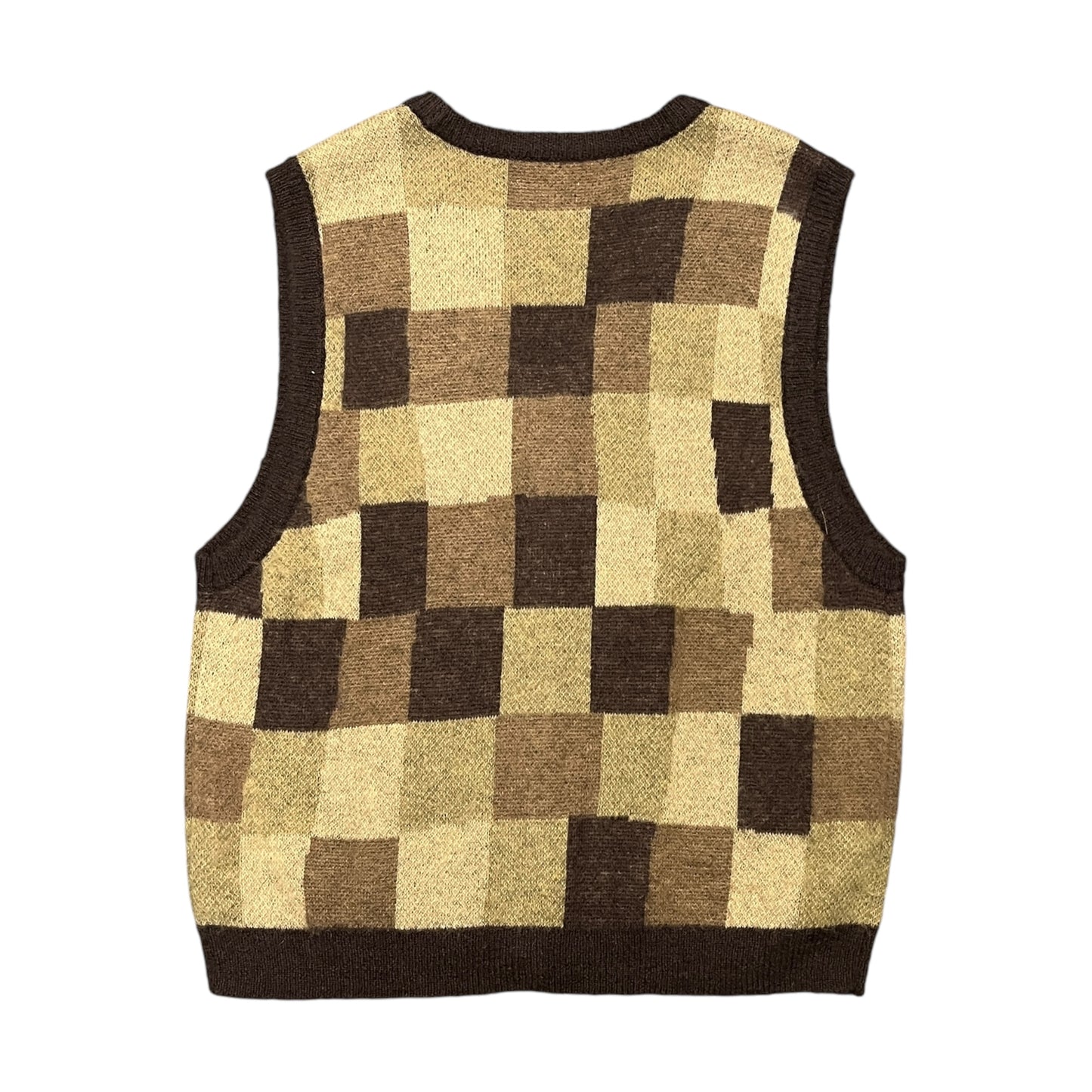 Stussy brown wobbly check knit vest