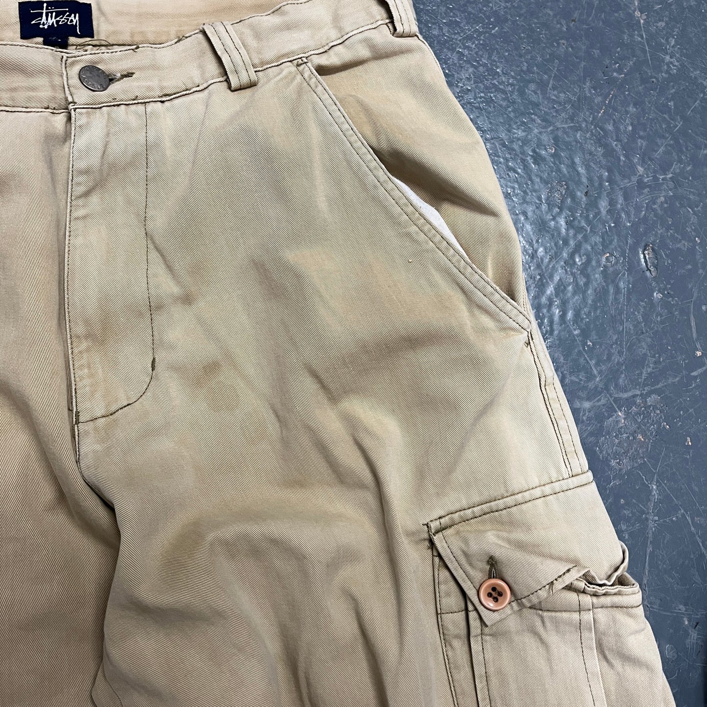 Stussy beige cargo trousers (W34”)