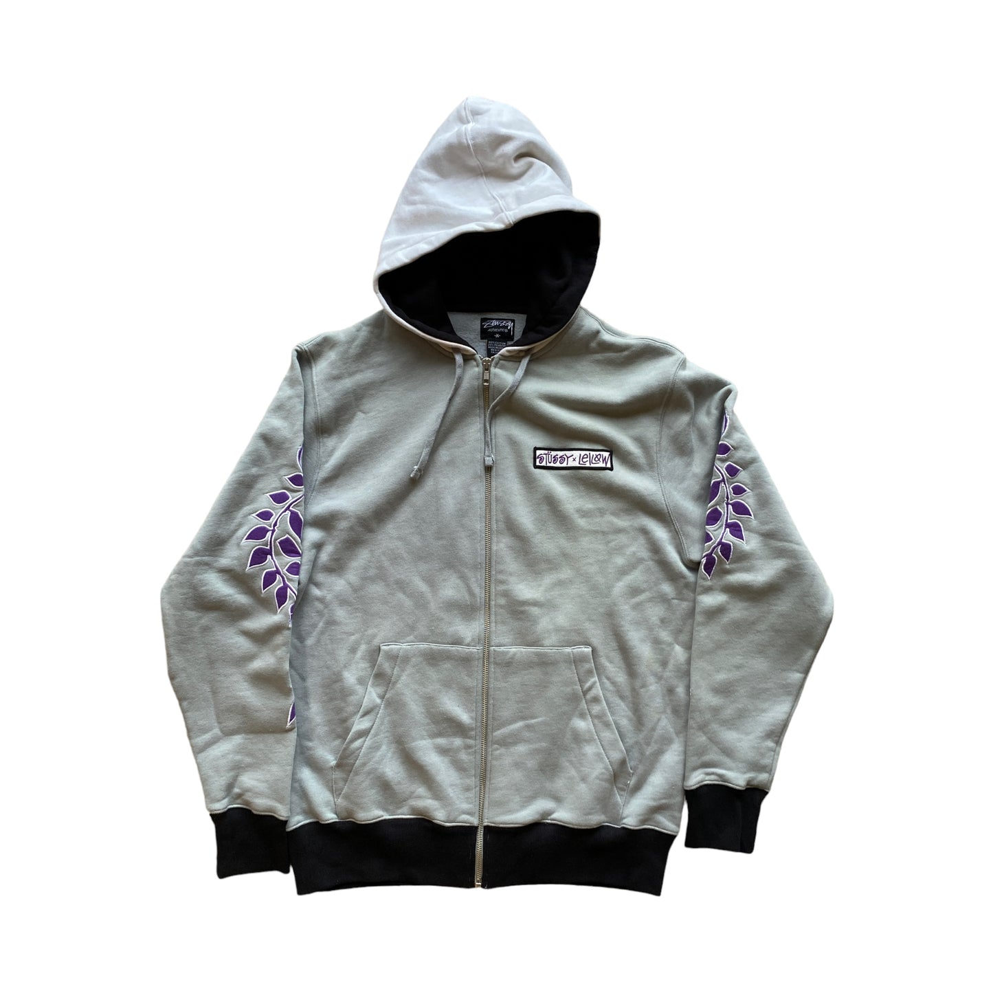 Stussy X leilow grey zipup hoodie (L)