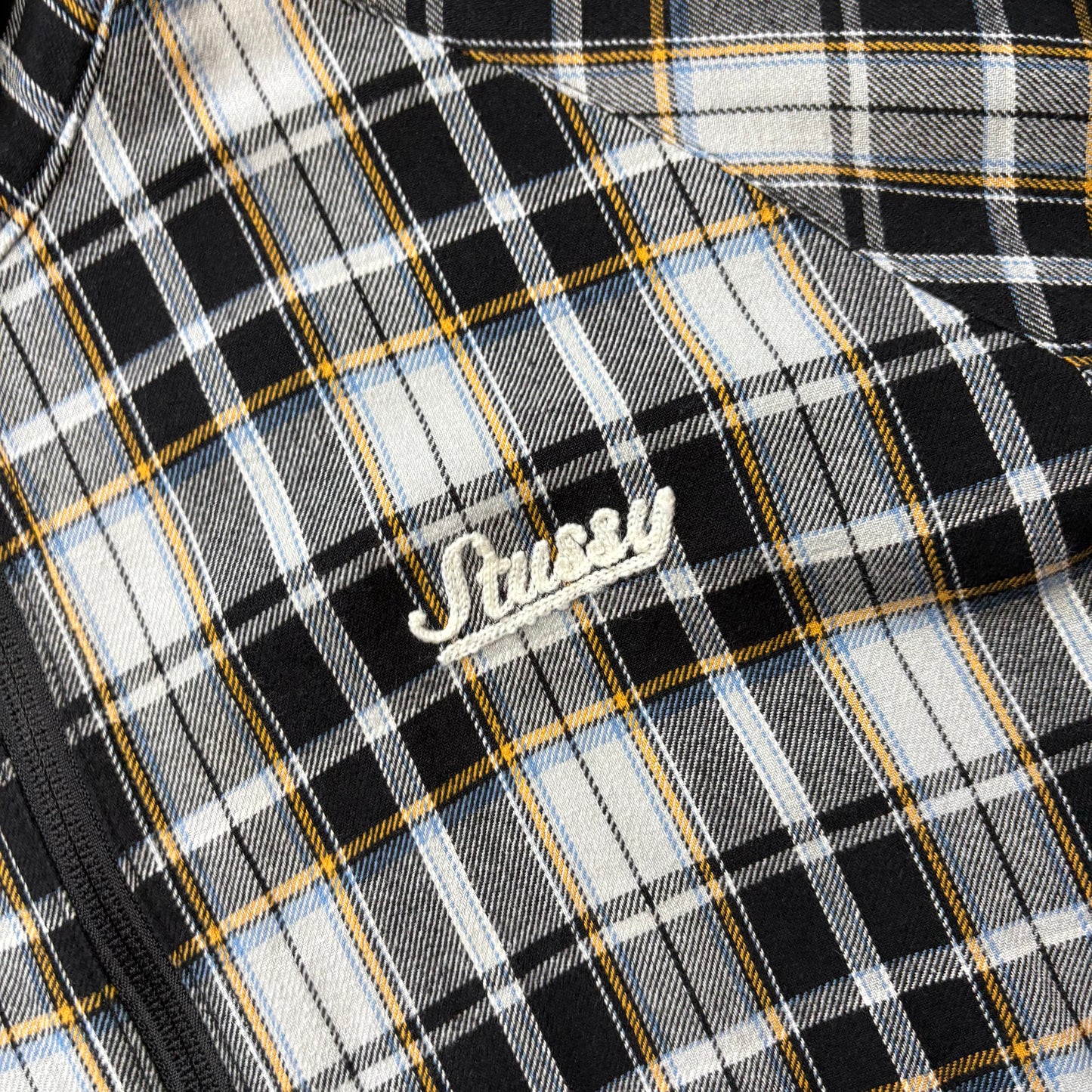 Stussy black/grey check zipup jacket (XL)