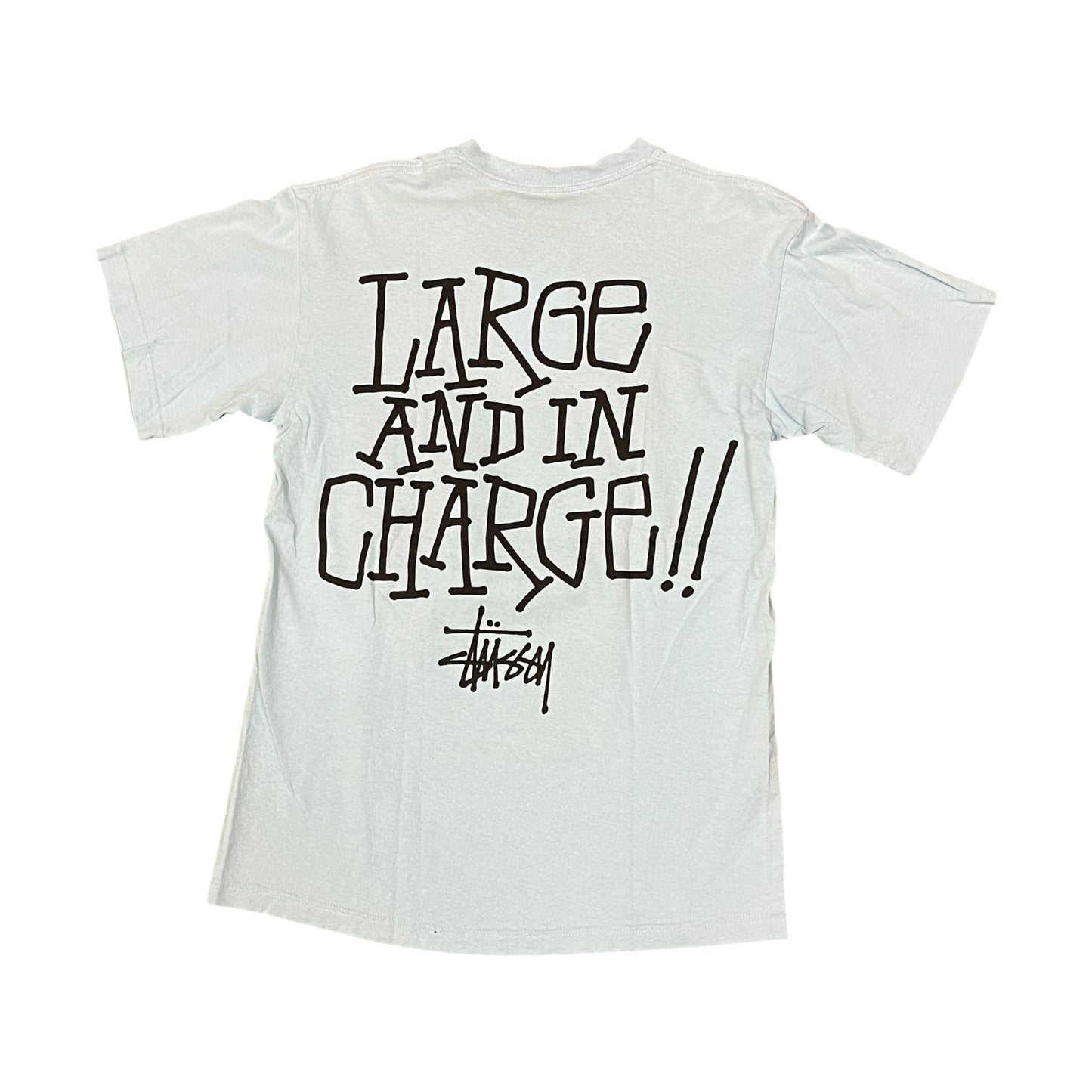 Stussy large and in charge elephant baby blue tee (M)