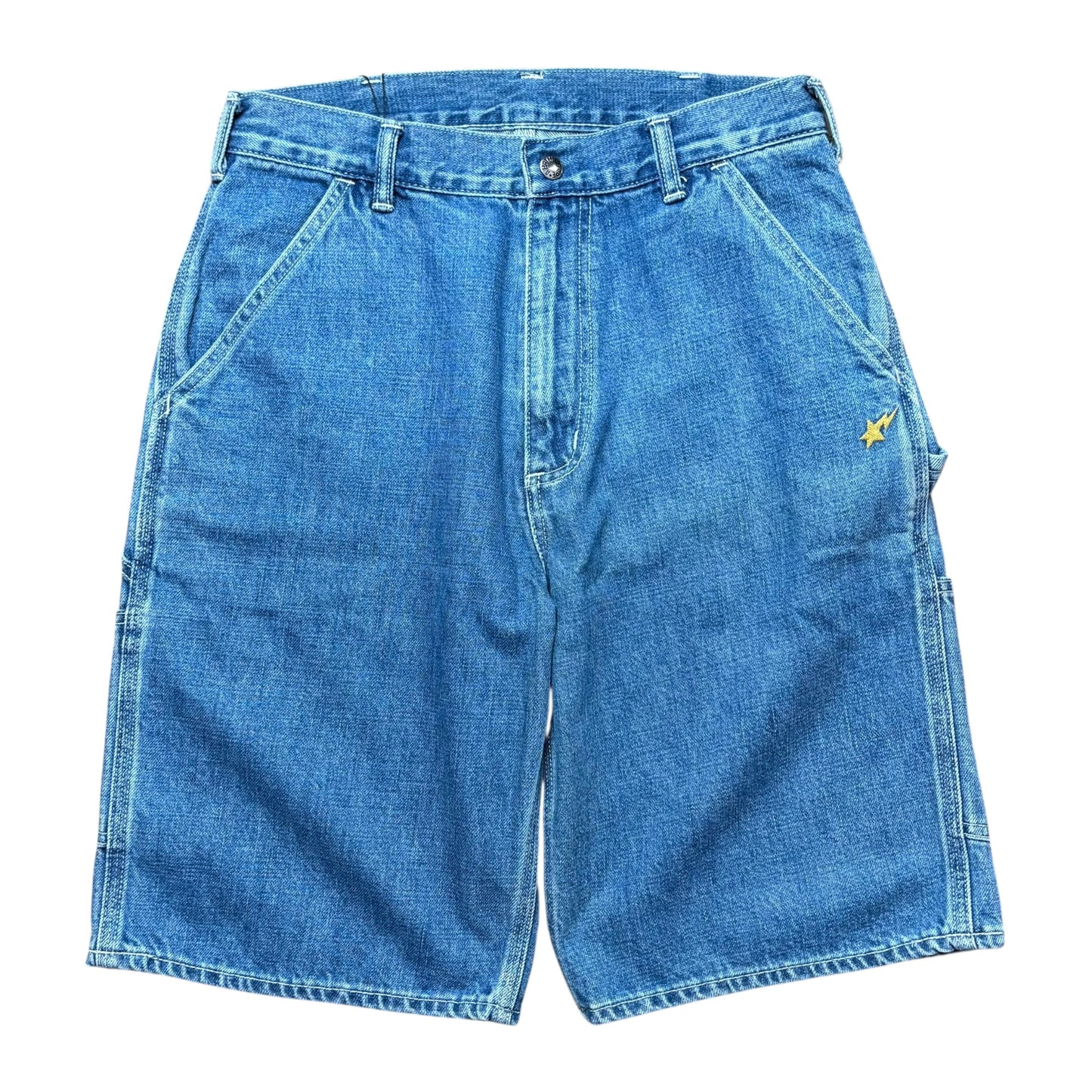 BAPE blue embroidered jorts (M)