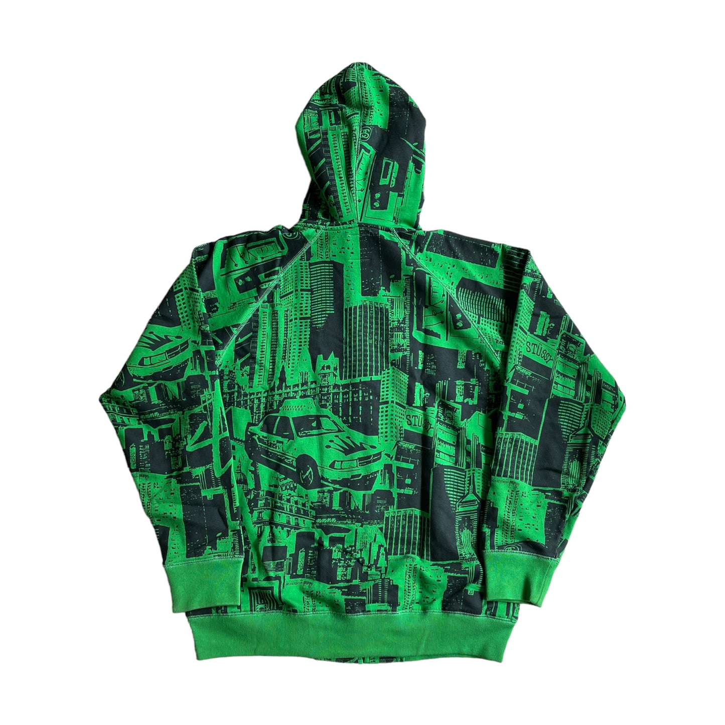 Stussy green city zipup hoodie (M)