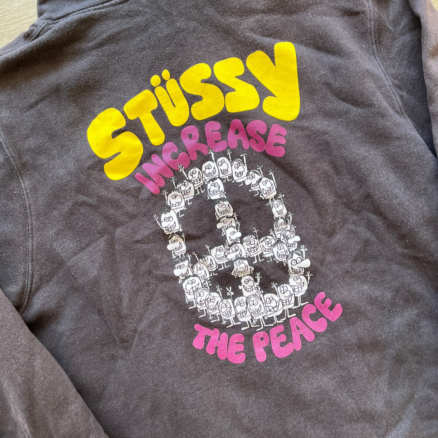 Stussy black peace spellout hoodie (L)